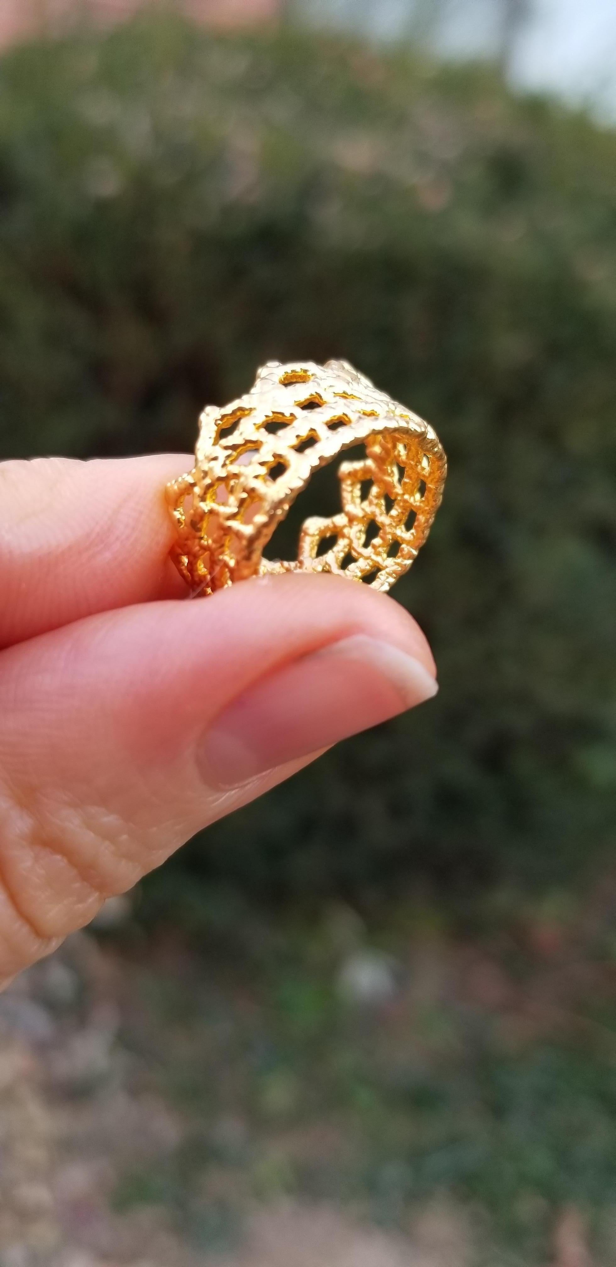 Retro Lace ring dipped in 18k gold For Sale