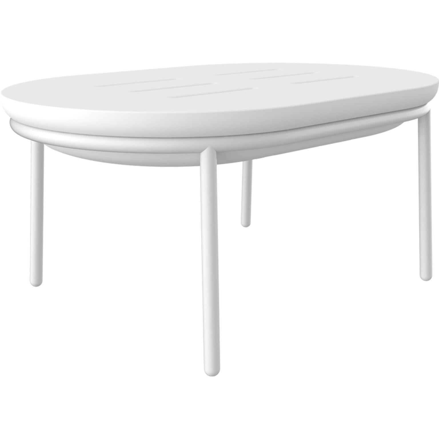 Lace white 90 low table by MOWEE
Dimensions: D60 x W90 x H41 cm
Material: Polyethylene and stainless steel.
Weight: 9.2 kg
Also available in different colors and finishes (lacquered).

Lace is a collection of furniture made by rotomoulding.