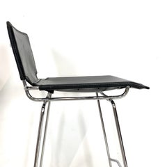 Laced Leather & Chrome Bar Stools by Toyoda Hiroyuki for ICF Group:: Italy