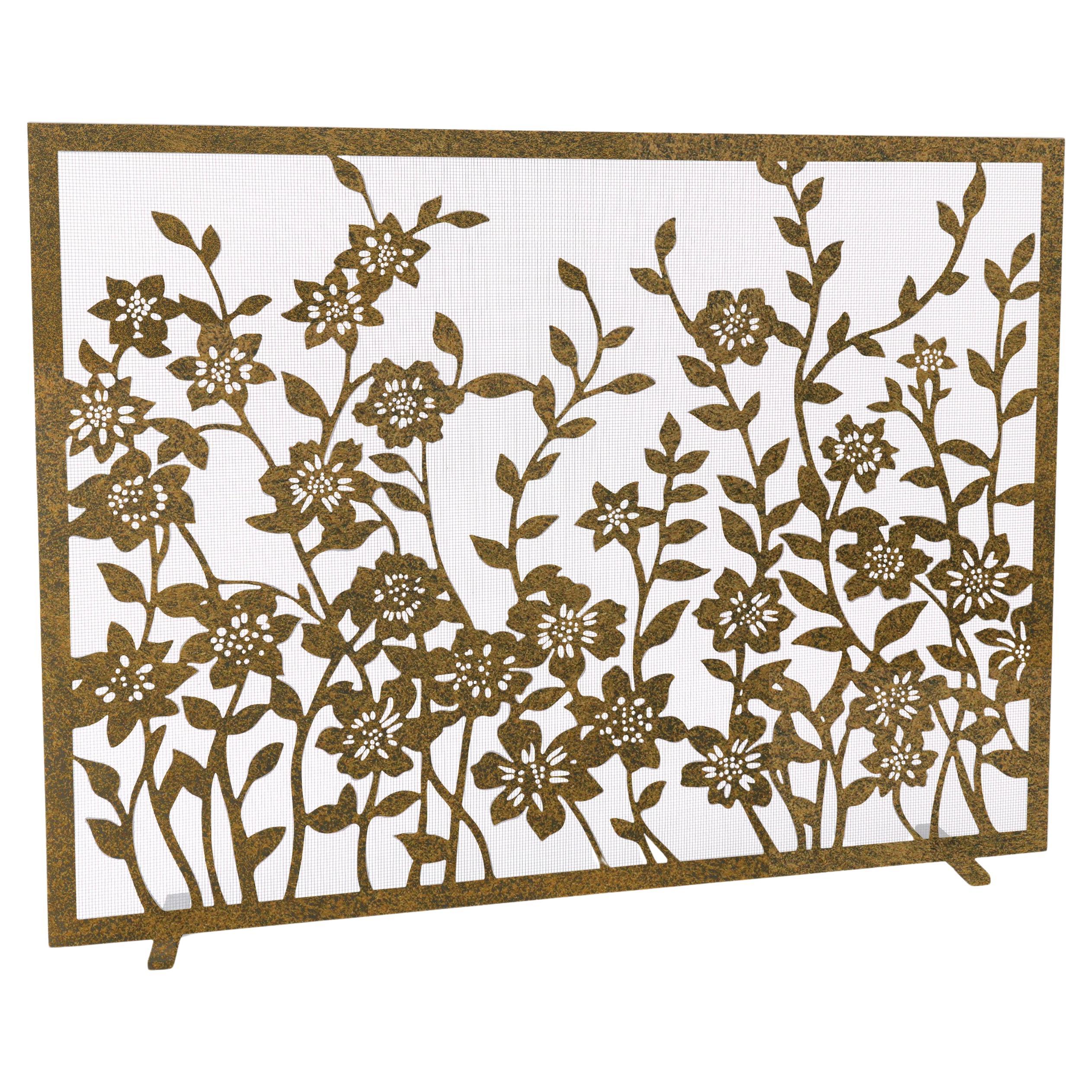 Pare-feu floral en dentelle en or vieilli