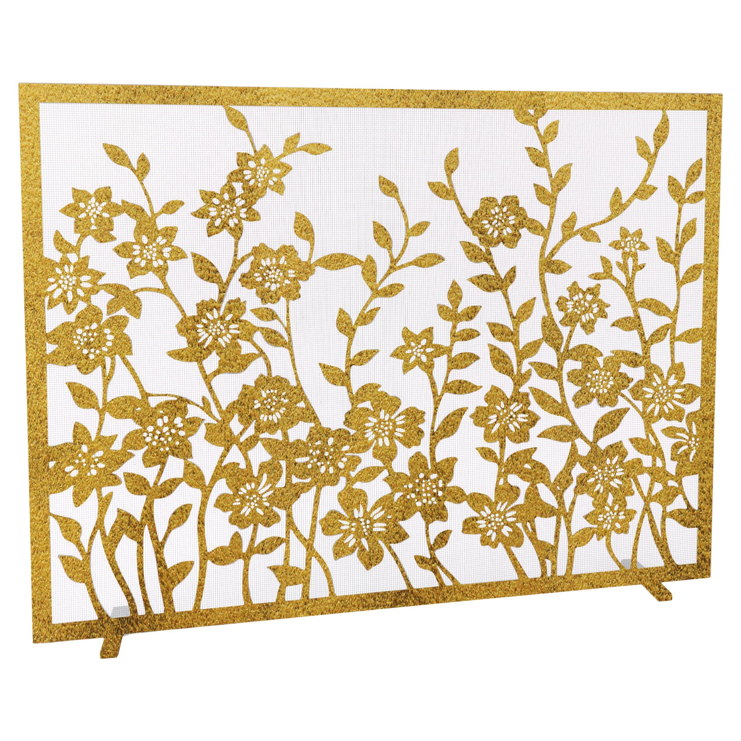 Écran de cheminée Lacey Floral en or brillant
