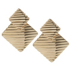 Lackritz 14 Karat Yellow Gold Geometric Square Drop Earrings