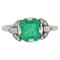 Lacloche Art Deco Ring mit 0,80 Karat Smaragd und Diamant