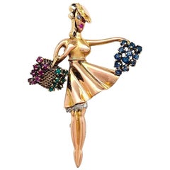 Lacloche "Autumn" Brooch, Diamonds, Rubies, Emeralds, Sapphires