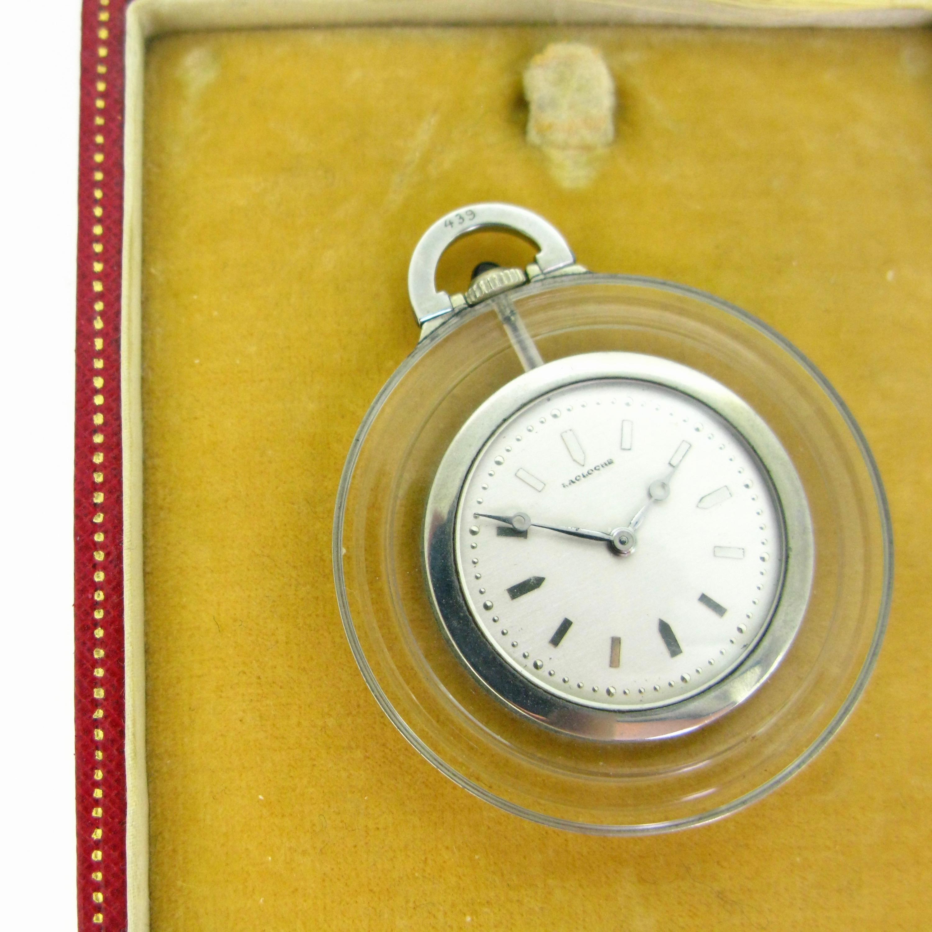 Women's or Men's Lacloche Freres Art Deco Rock Crystal Pocket Watch