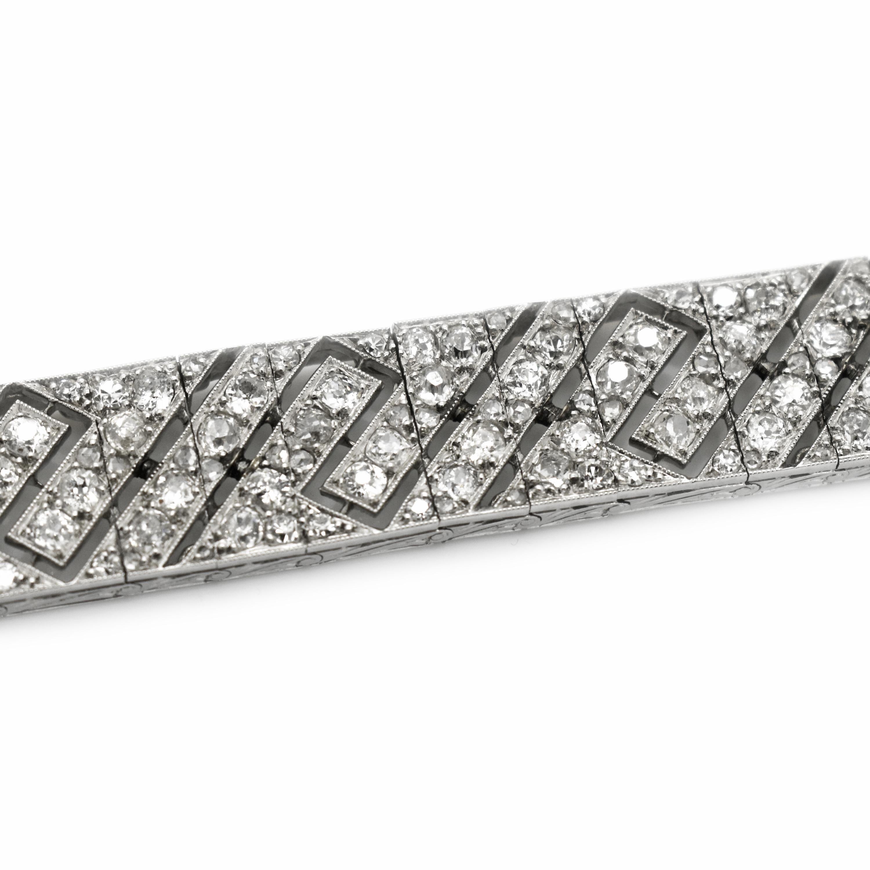 Women's or Men's Lacloche Freres Art Deco Diamond and Platinum Bracelet, circa 1930