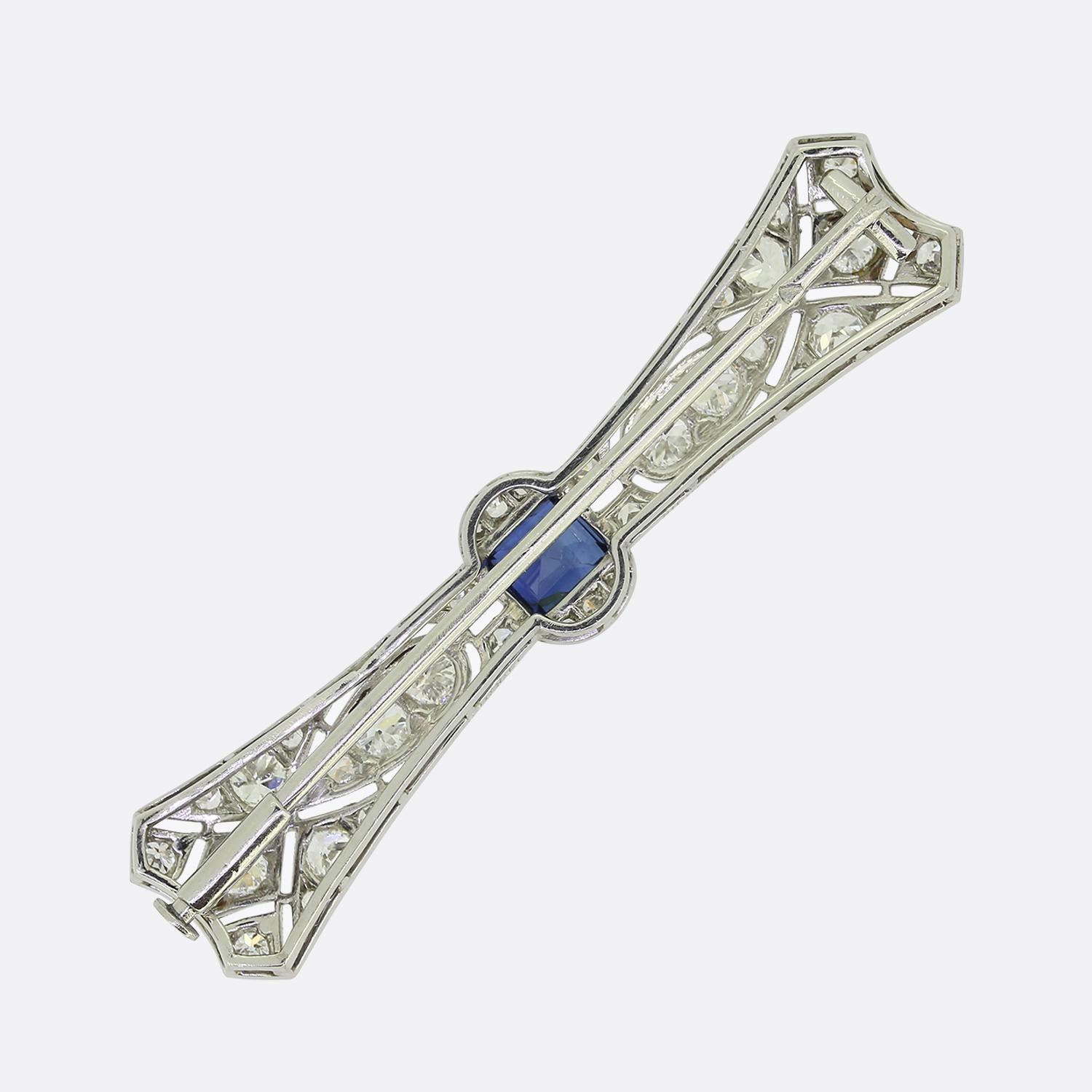 Lacloche Frères Art Deco Sapphire and Diamond Brooch In Good Condition For Sale In London, GB