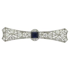 Vintage Lacloche Frères Art Deco Sapphire and Diamond Brooch