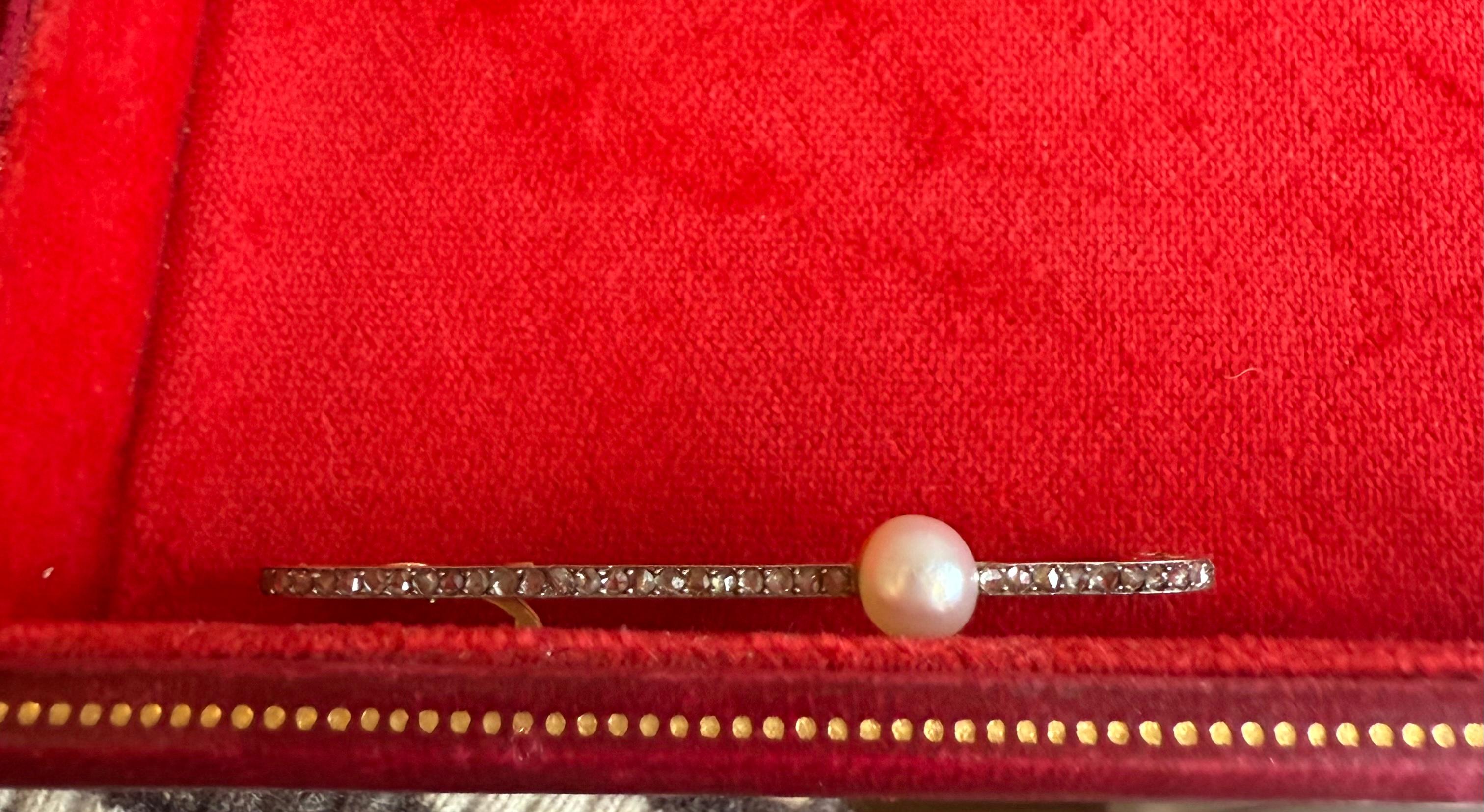 da uomo o donna Spilla a barretta con diamanti e perle LaCloche Frères in vendita