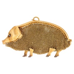 Lacloche Frères Gold and Diamond Pig Purse
