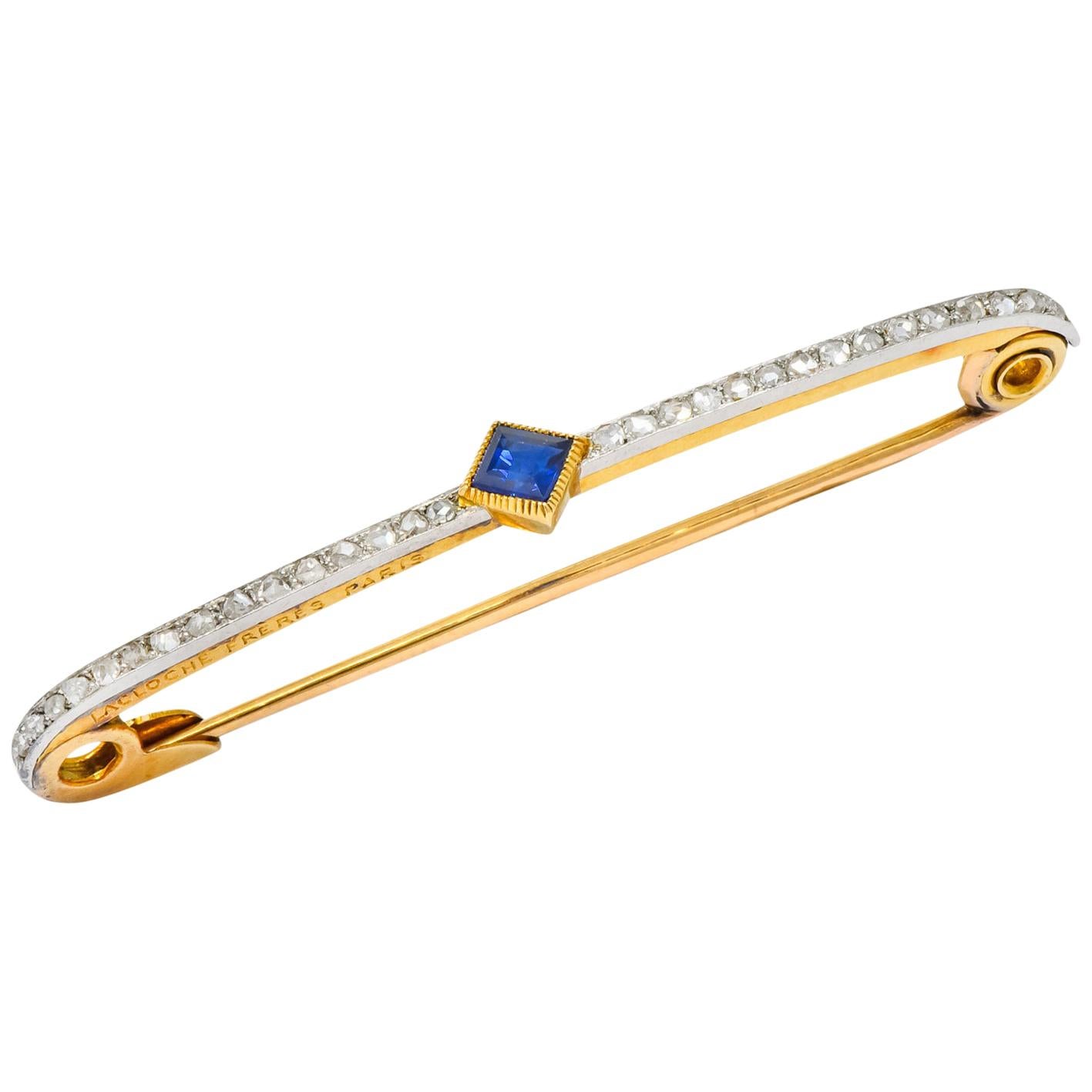 Lacloche Frères Paris Belle Epoque Sapphire Diamond Platinum-Topped 18 Karat Gol