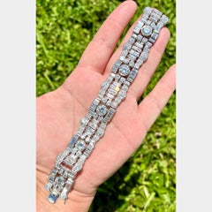 LACLOCHE Frères París Art Déco Firmado Platino 46,00 quilates Diamante Pulsera ancha