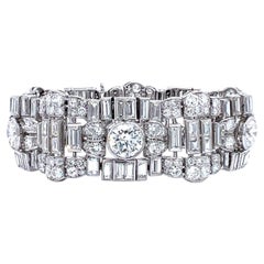 LACLOCHE Frères París Art Déco Firmado Platino 46,00 quilates Diamante Pulsera ancha