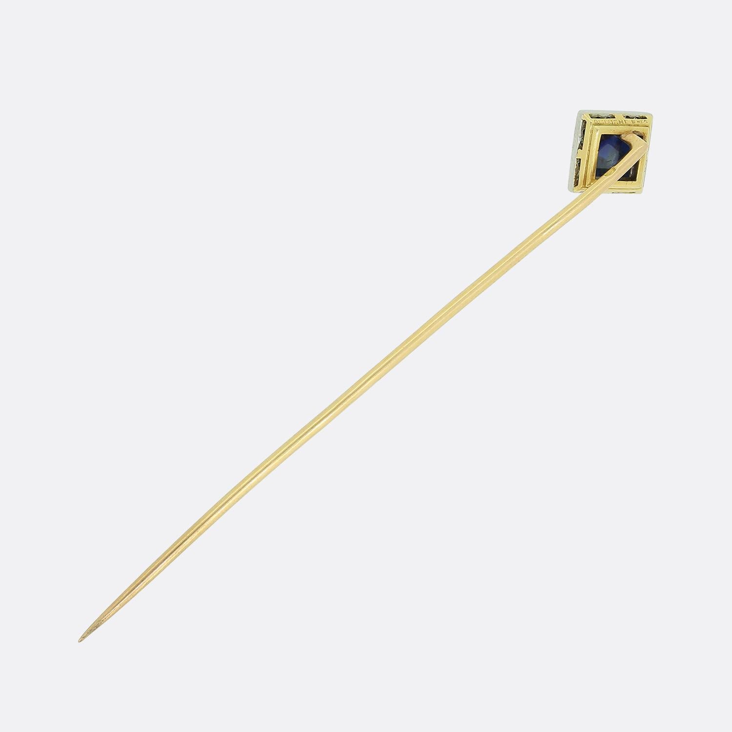 Art Deco Lacloche Frères Sapphire and Diamond Stick Pin For Sale