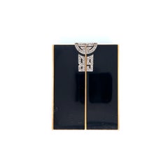 LaCloche Green & Black Enamel Gold Powder Compact