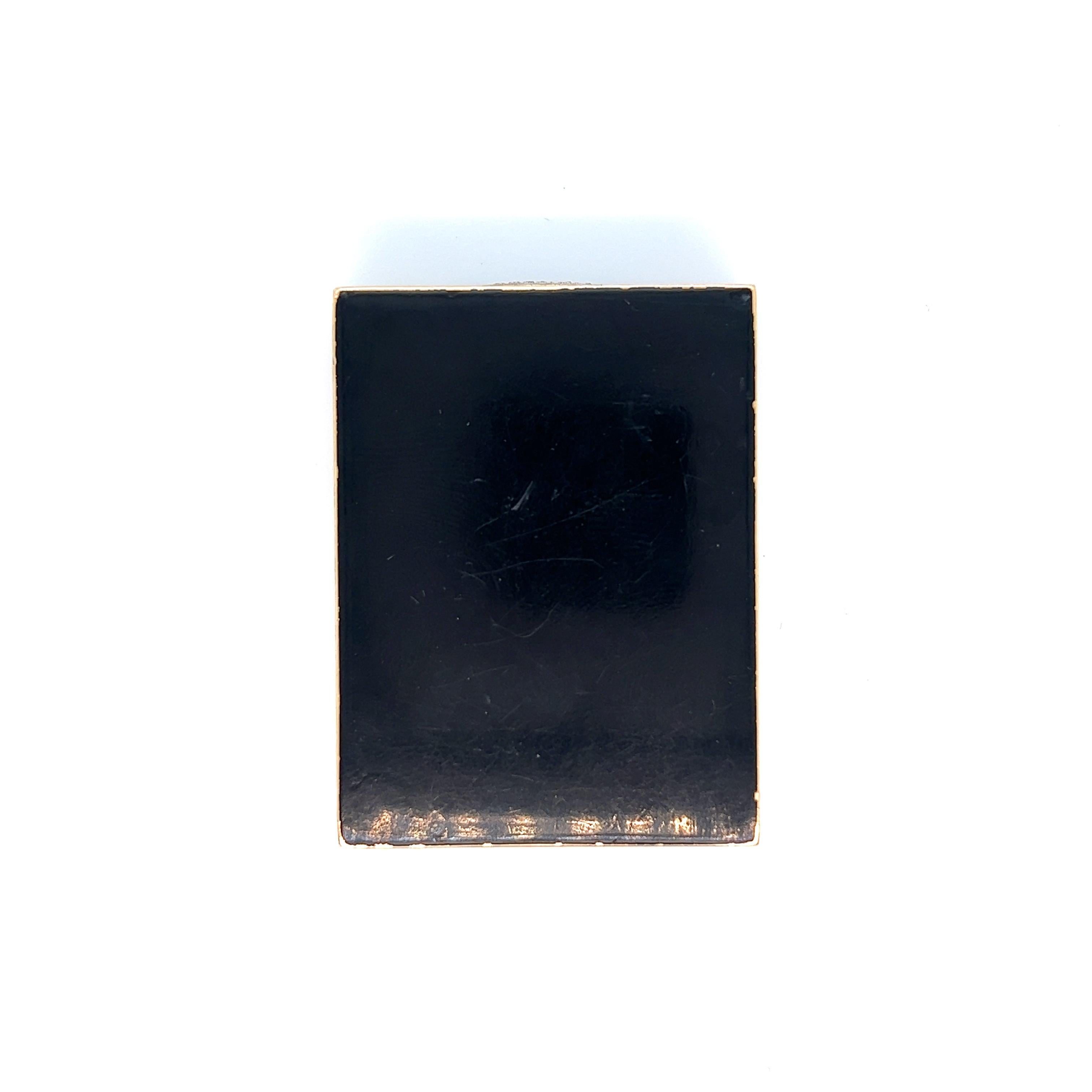 LaCloche Green & Black Enamel Gold Powder Compact For Sale 3