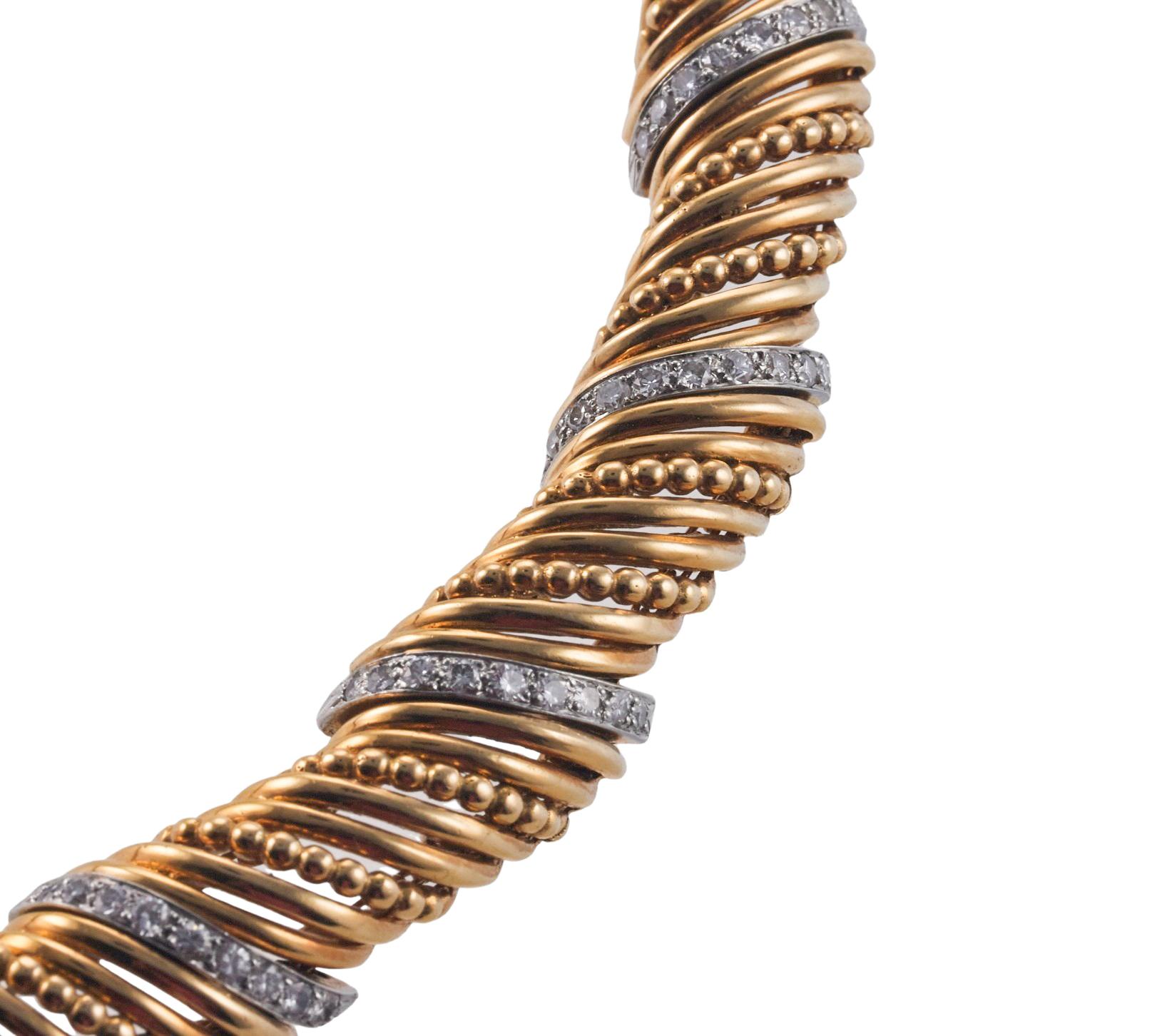 Women's Lacloche Paris 1960s Diamond Gold Necklace