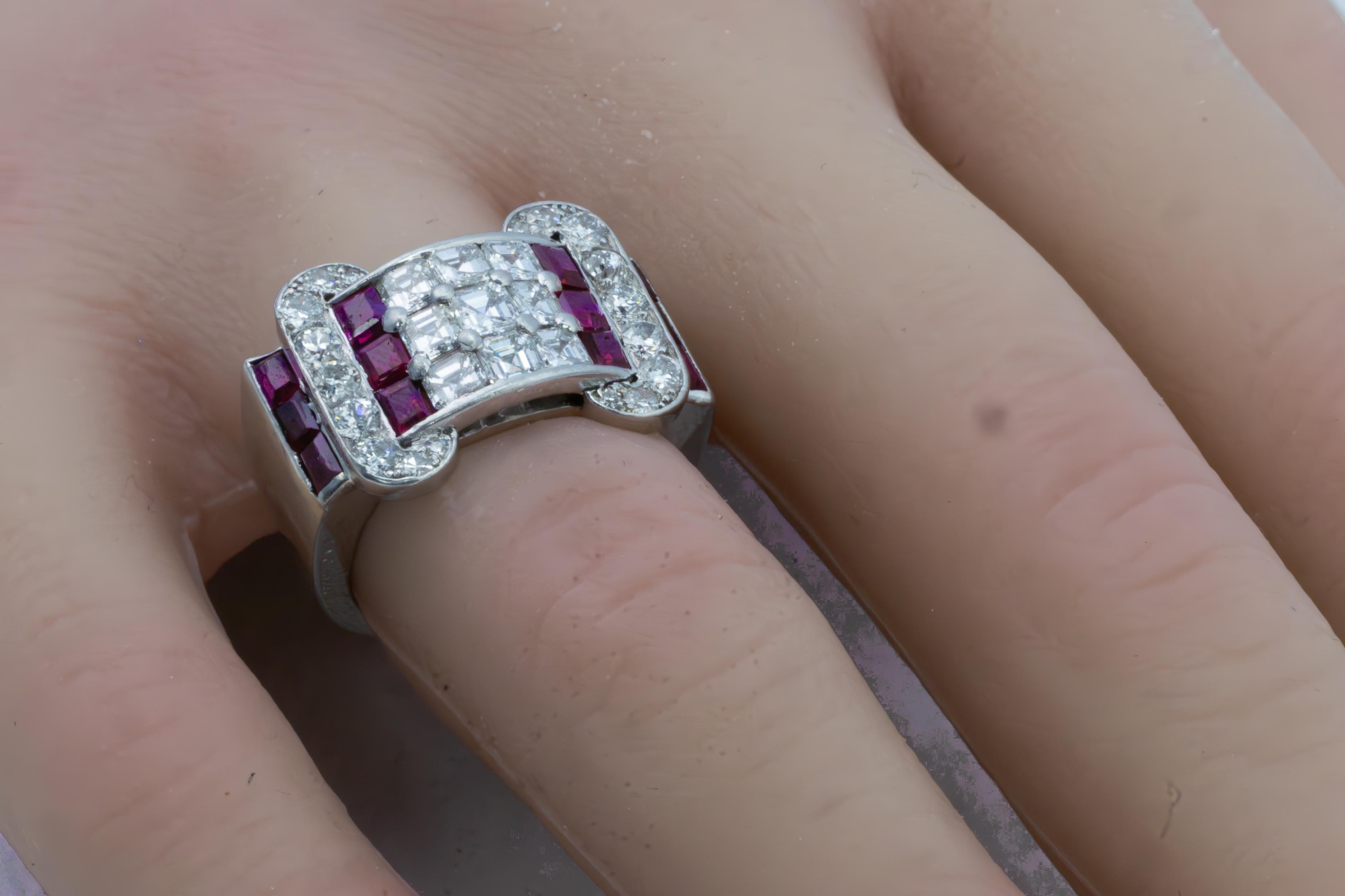 Retro Lacloche Ruby and Diamond Ring For Sale