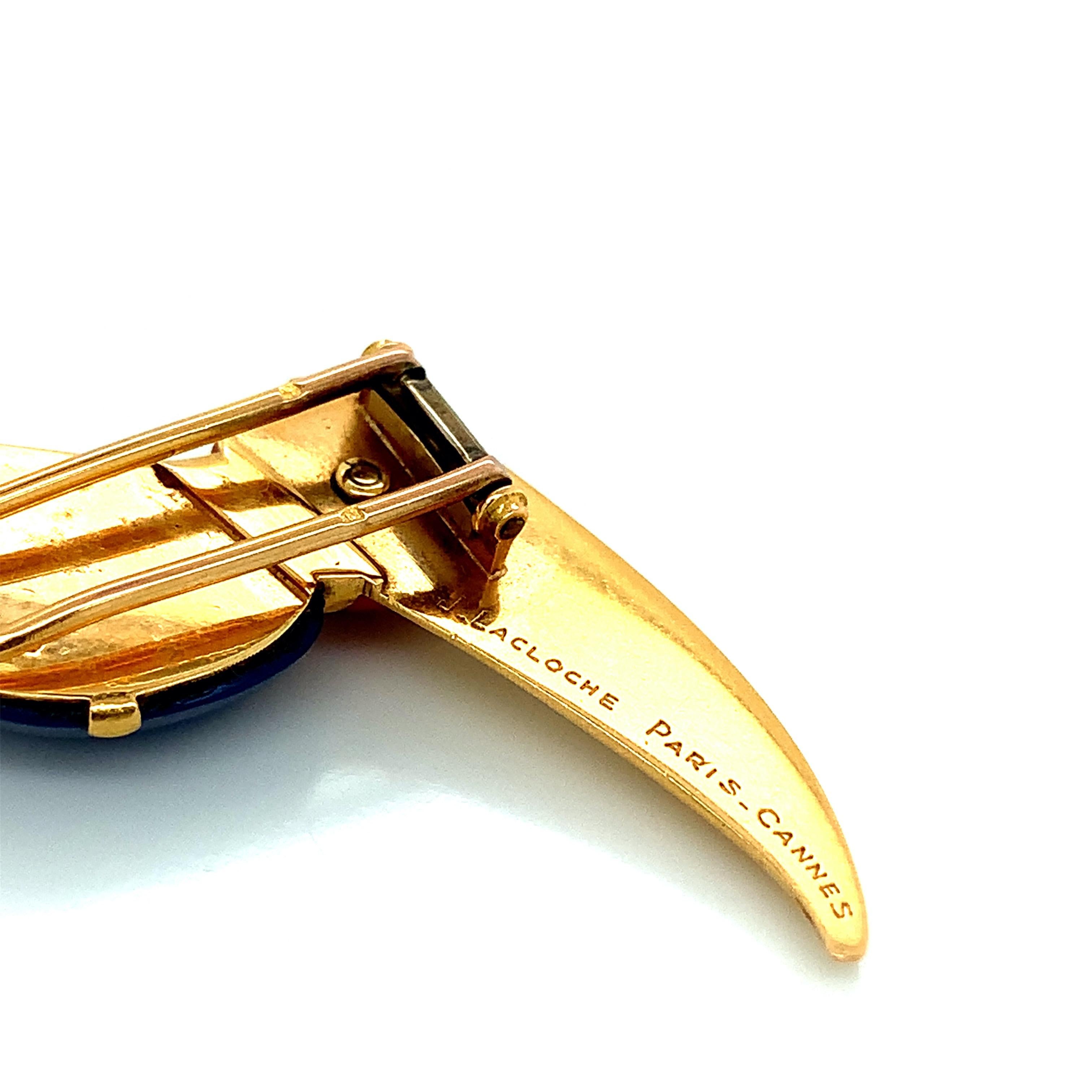 Women's or Men's LaCloche Toucan Gold Brooch For Sale