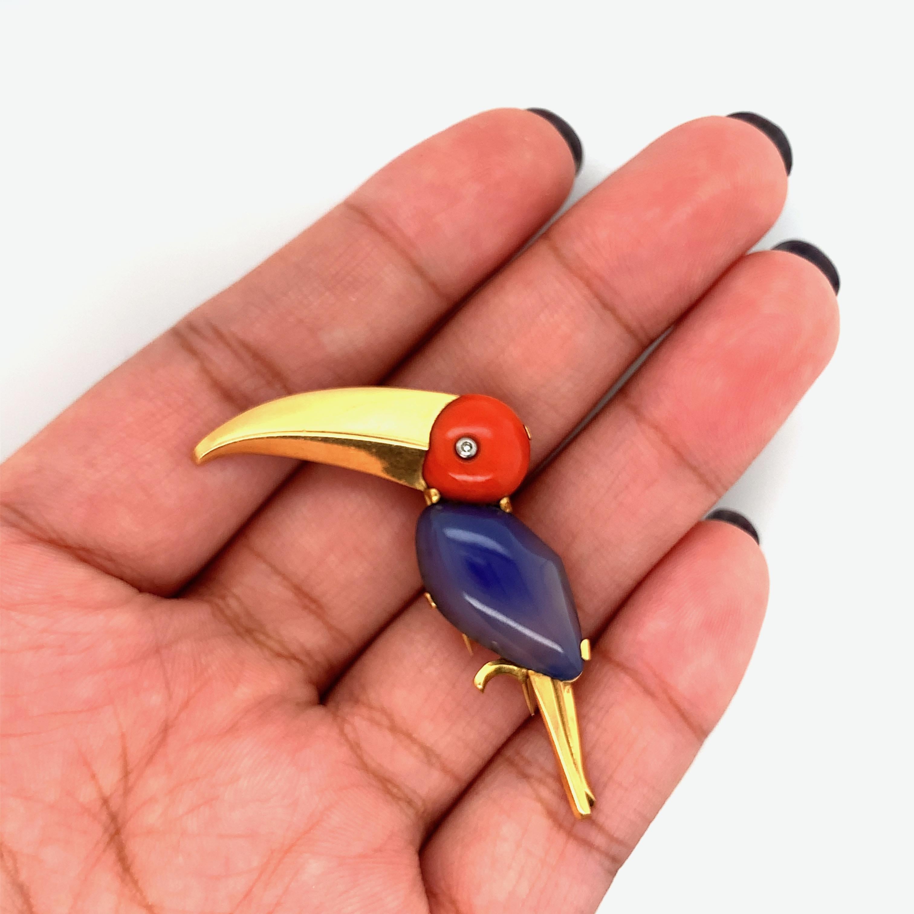 LaCloche Toucan Gold Brooch For Sale 1