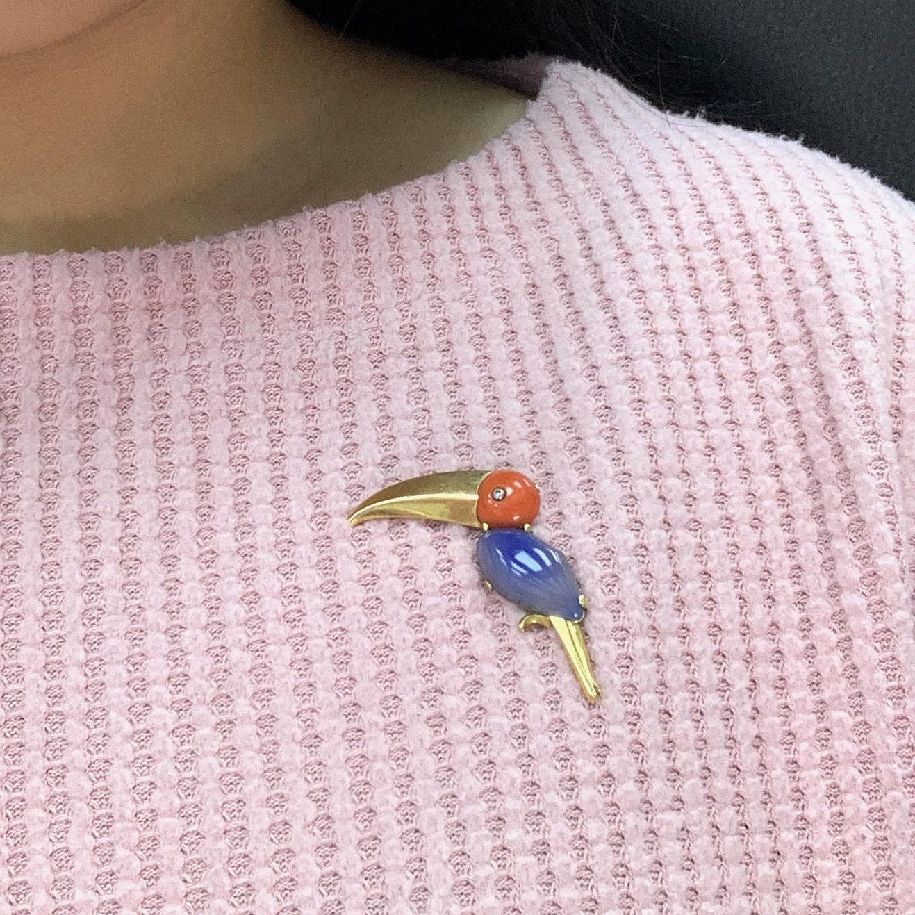 LaCloche Toucan Gold Brooch For Sale 2