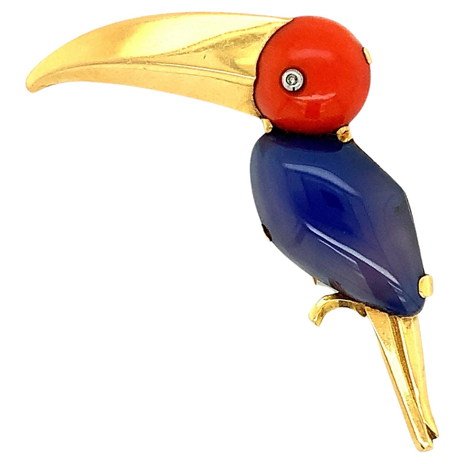 LaCloche Toucan Gold Brooch For Sale