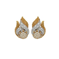 LACLOCHE Yellow Gold, Platinum and Diamond Earrings