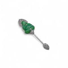 LACLOCHES FRÈRES Platinum, Carved Jadeite, and Diamond Stickpin