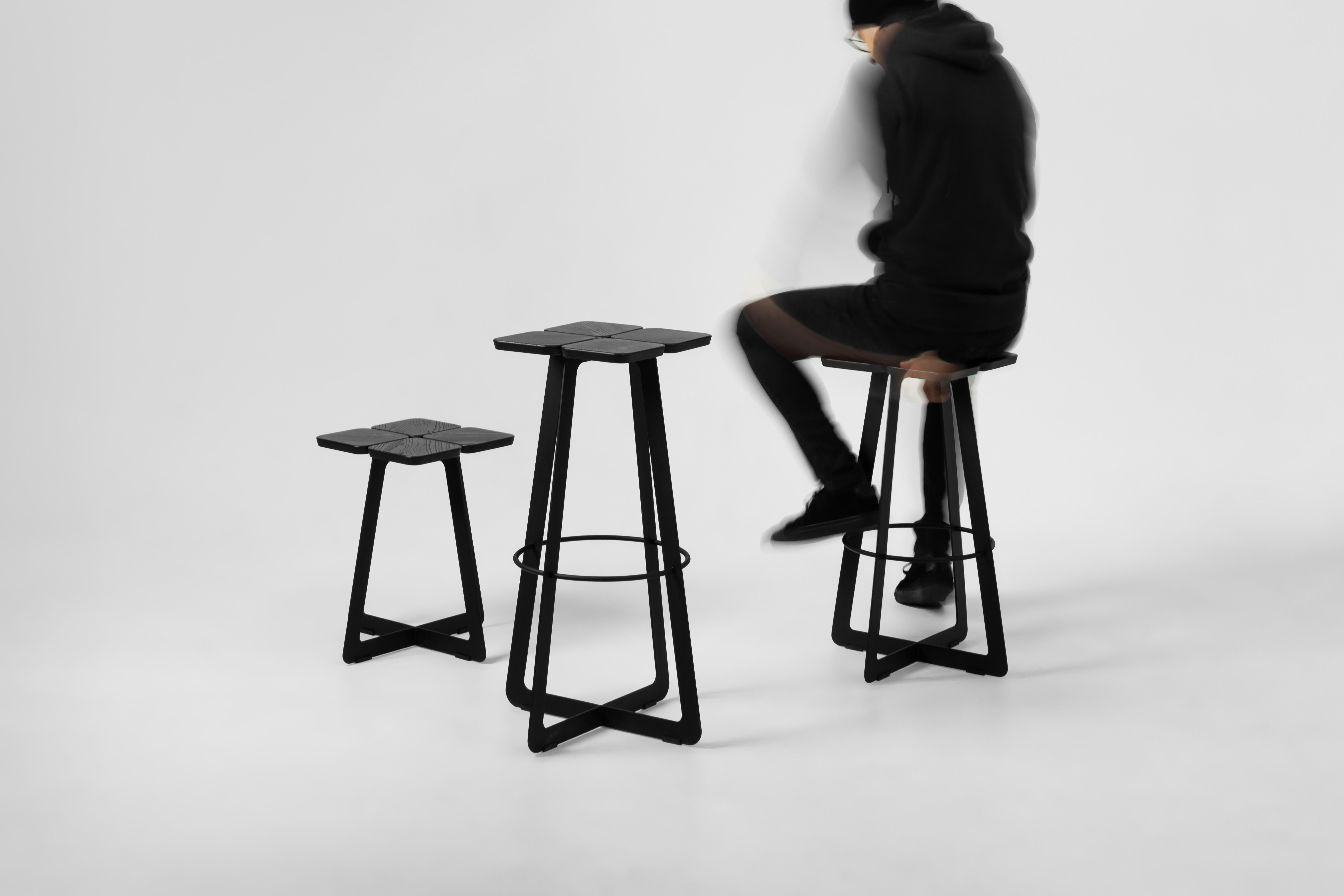 Steel Laconic Black Stool, Collection Stern in Minimalism Style for Modern Residence For Sale