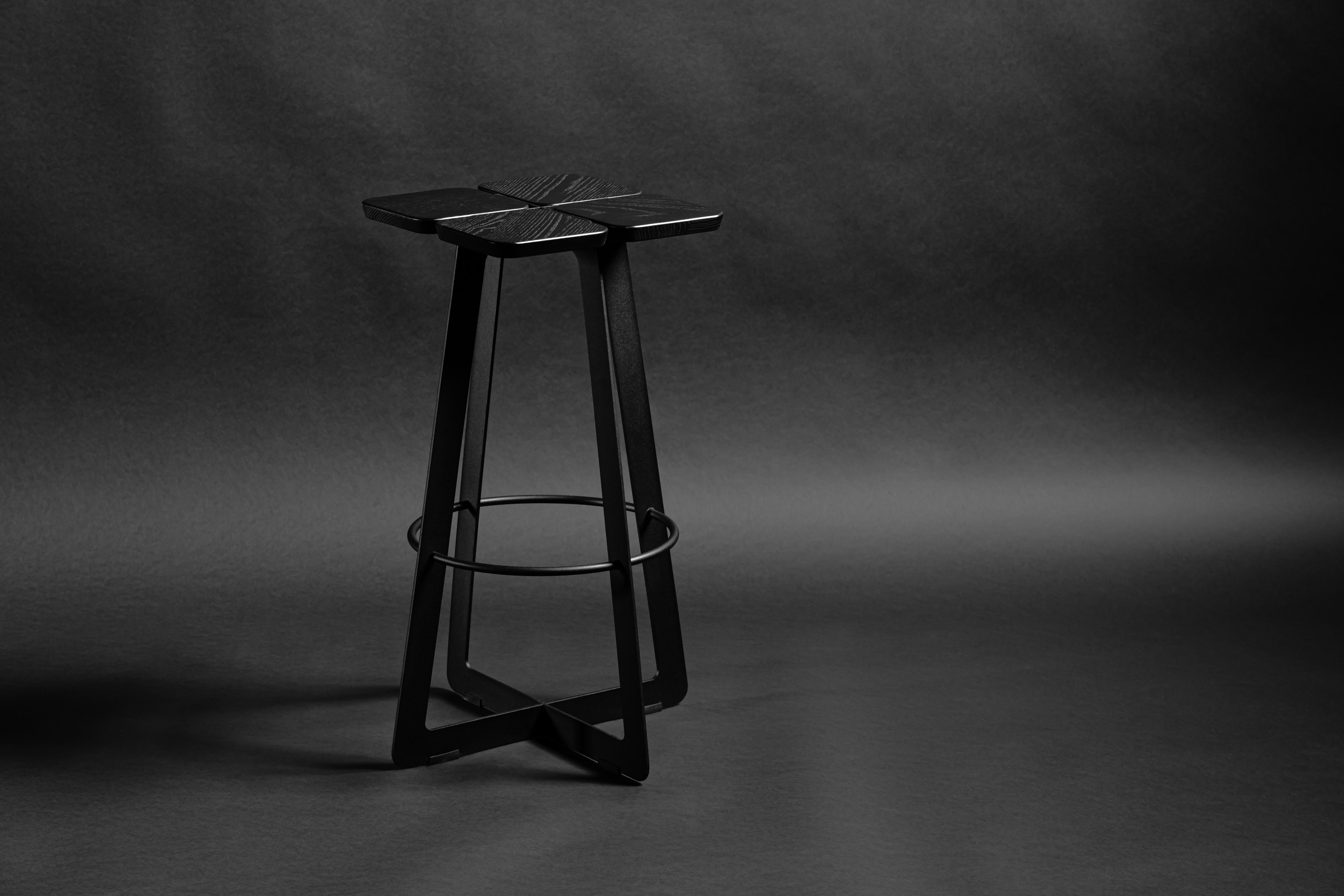 Laconic Black Stool, Collection Stern in Minimalism Style for Modern Residence For Sale 2