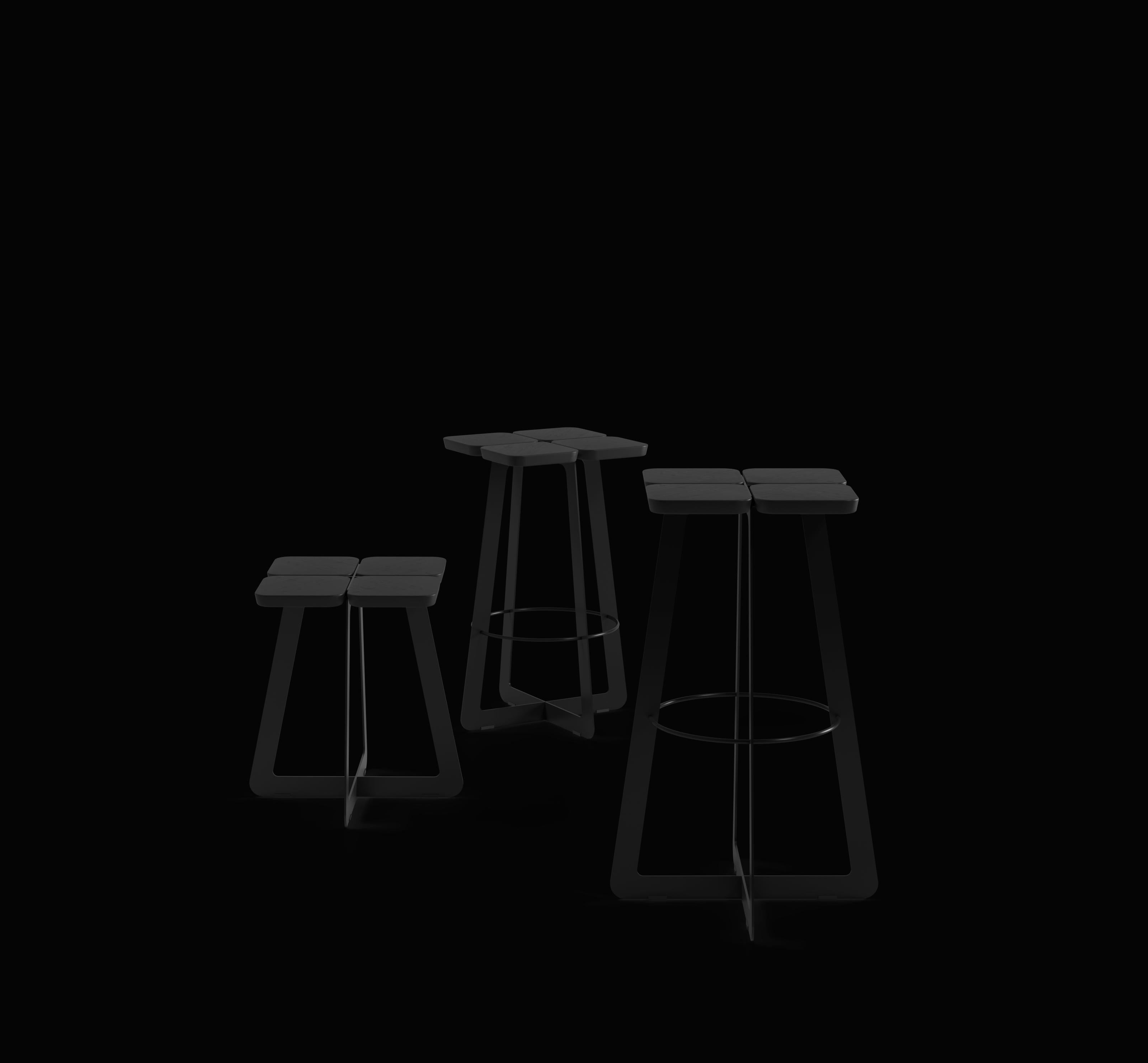 Laconic Black Stool, Collection Stern in Minimalism Style for Modern Residence For Sale 3