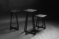 Laconic Black Stool, Collection Stern in Minimalism Style for Modern Residence