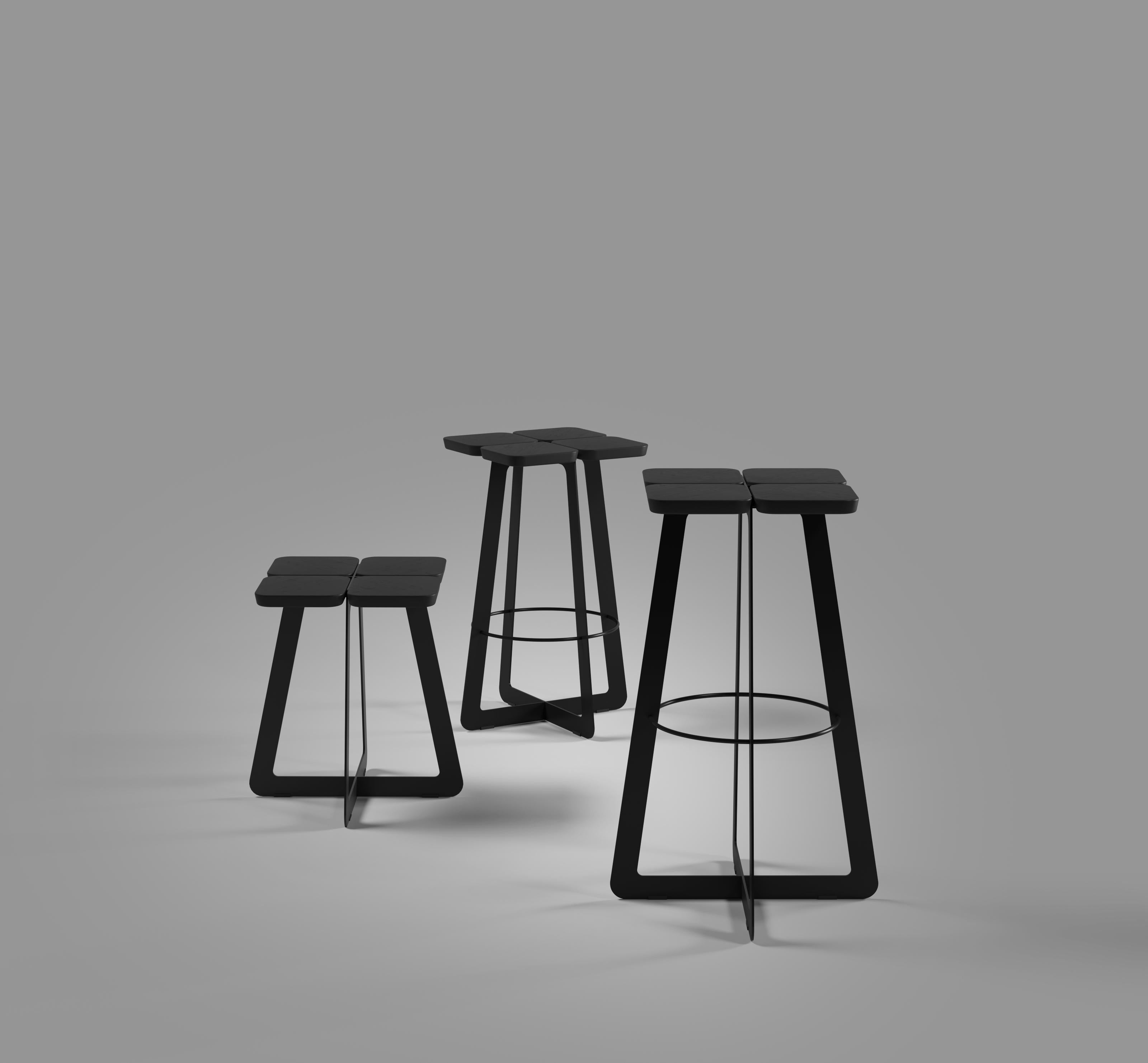 Ukrainian Laconic Black Stool, Collection Stern in Minimalism Style for Modern Residence For Sale