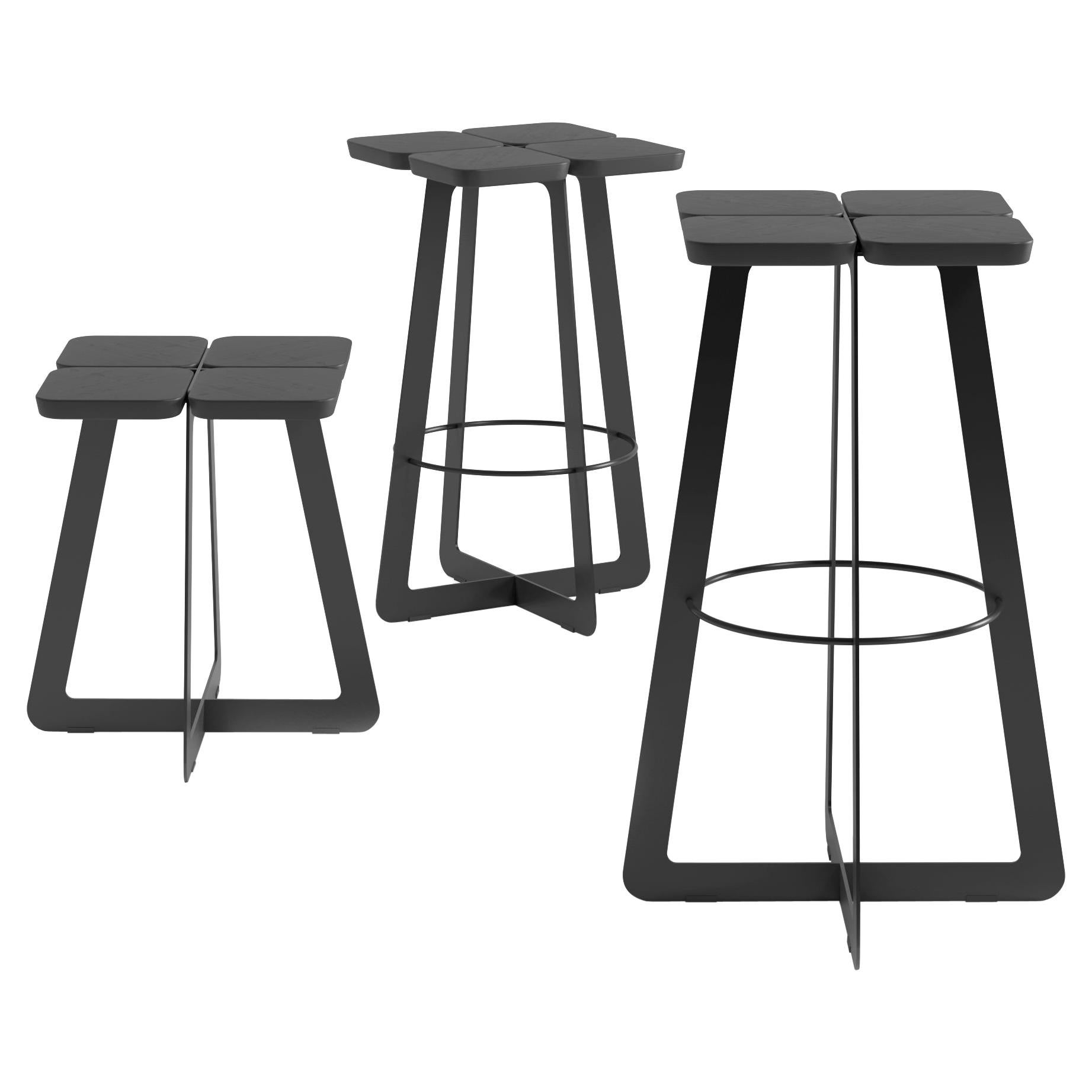 Laconic Black Stool, Collection Stern in Minimalism Style for Modern Residence For Sale