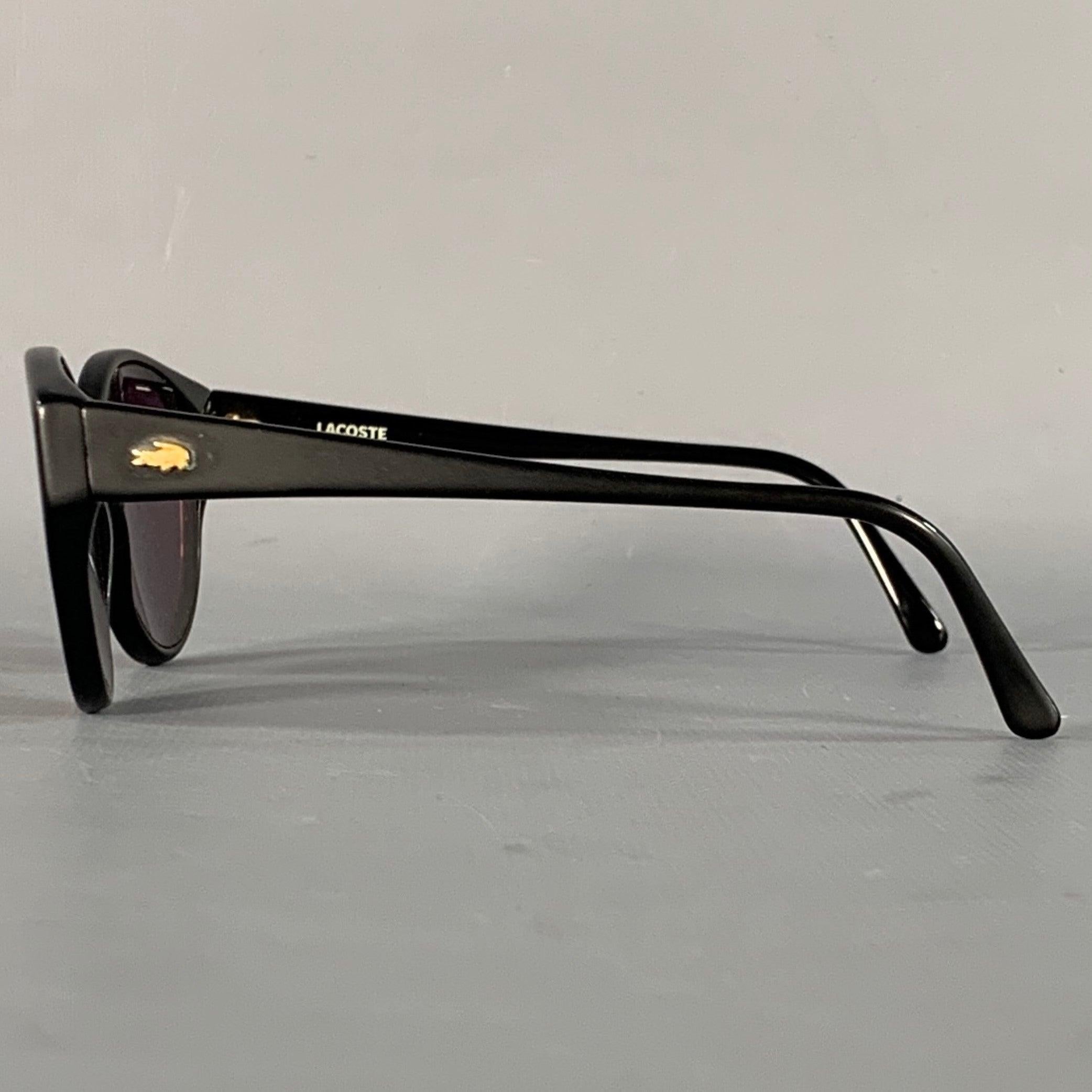 LACOSTE Schwarzgold Acetat Runde Sonnenbrille Herren im Angebot