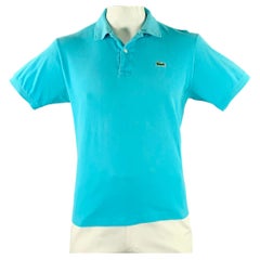 LACOSTE Marked 5 Blue Aqua Cotton Logo Patch Polo