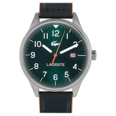 Lacoste Men's Continental Green Dial Black Leather Watch 2011019