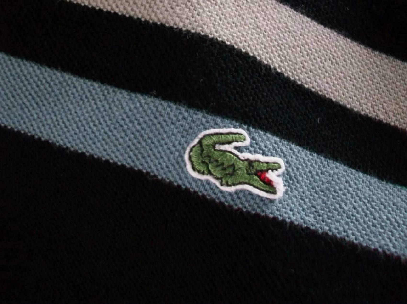 Moderno LACOSTE - Camicia da rugby a righe da uomo con fodera in pile - 100% cotone - Taglia XS in vendita