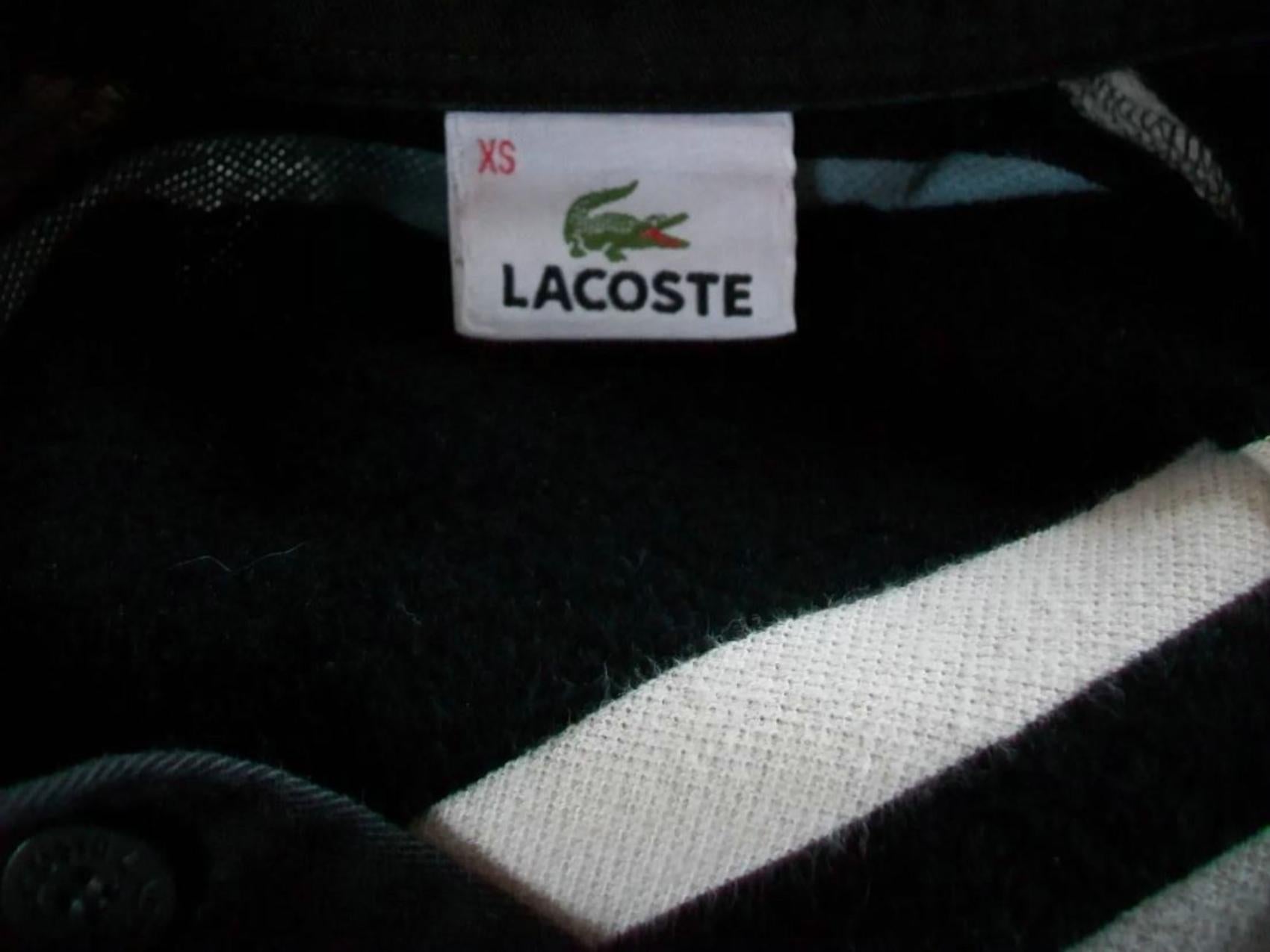 Cotone LACOSTE - Camicia da rugby a righe da uomo con fodera in pile - 100% cotone - Taglia XS in vendita