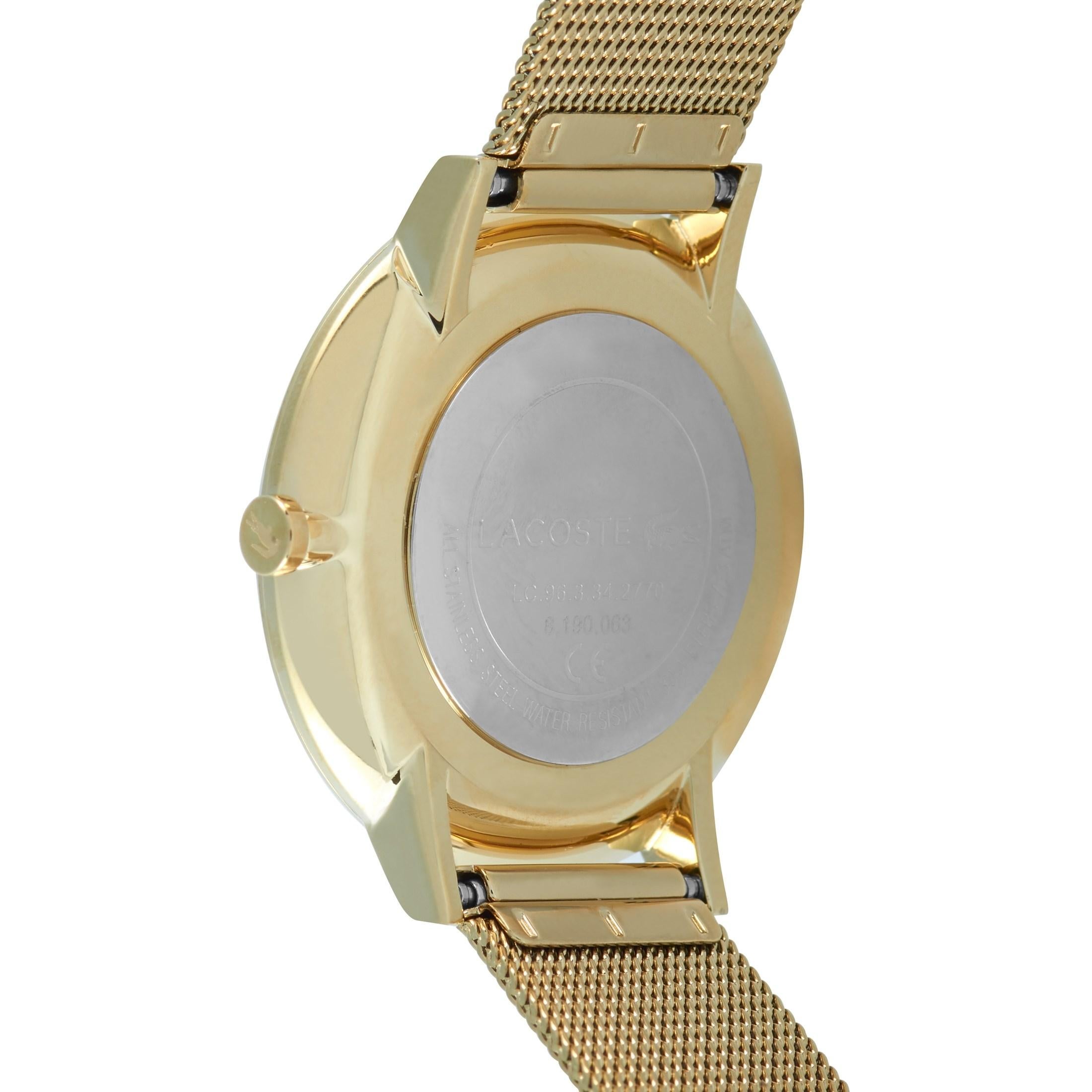 Lacoste Moon Ultra Slim Gold-Toned Stainless Steel Watch 2001000 In New Condition In Southampton, PA
