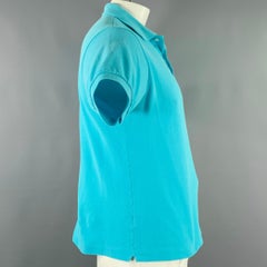 LACOSTE Größe L Blau Aqua Baumwolle Logo Patch Polo