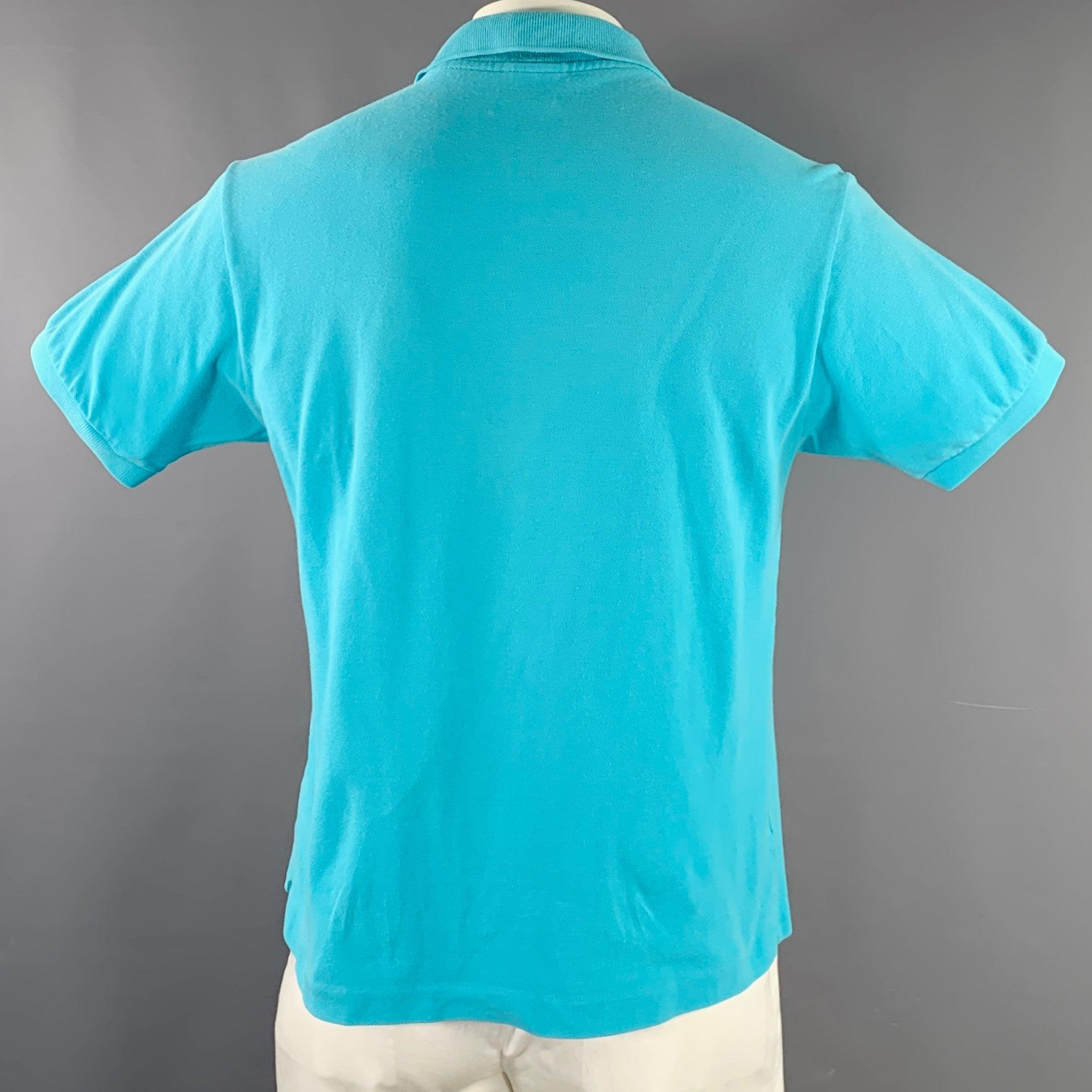 LACOSTE Größe L Blau Aqua Baumwolle Logo Patch Polo im Zustand „Gut“ im Angebot in San Francisco, CA
