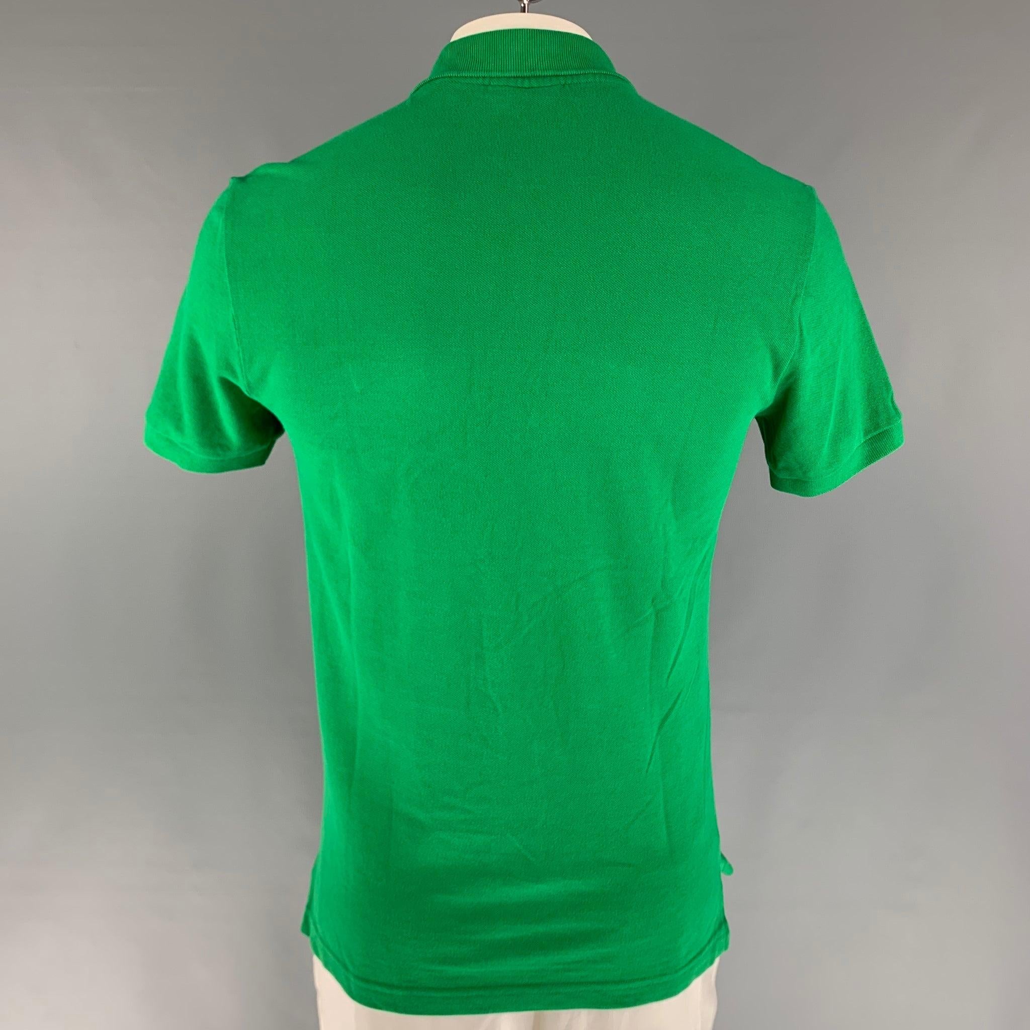 LACOSTE Size L Green Embroidery Cotton Polo In Good Condition For Sale In San Francisco, CA