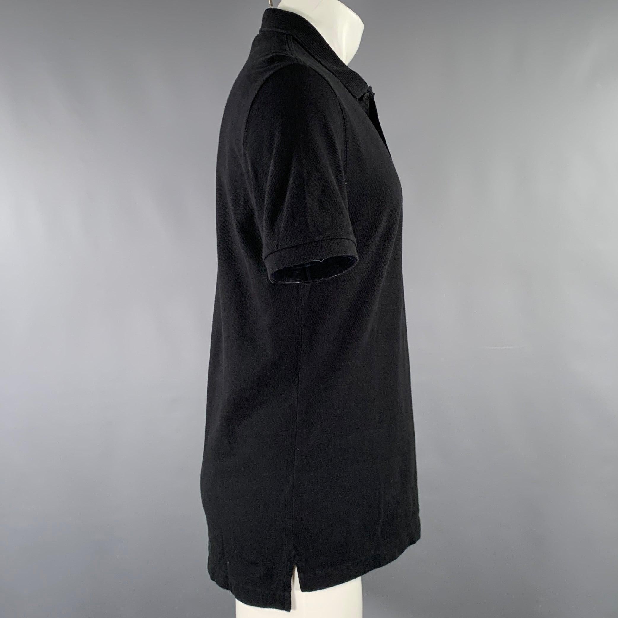 LACOSTE Size M Black Cotton Half Placket Polo In Excellent Condition For Sale In San Francisco, CA