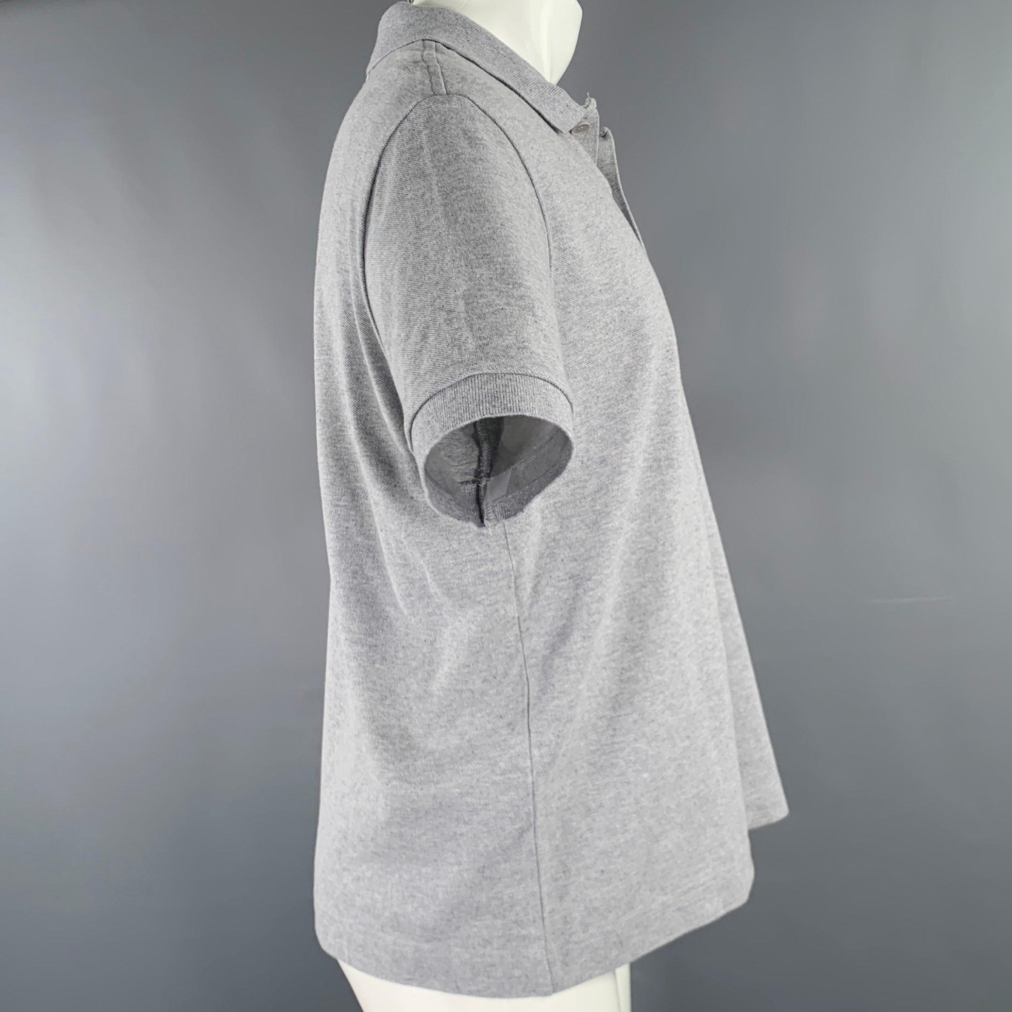 Gray LACOSTE Size M Grey Cotton Loose Fit Large Patch Polo For Sale