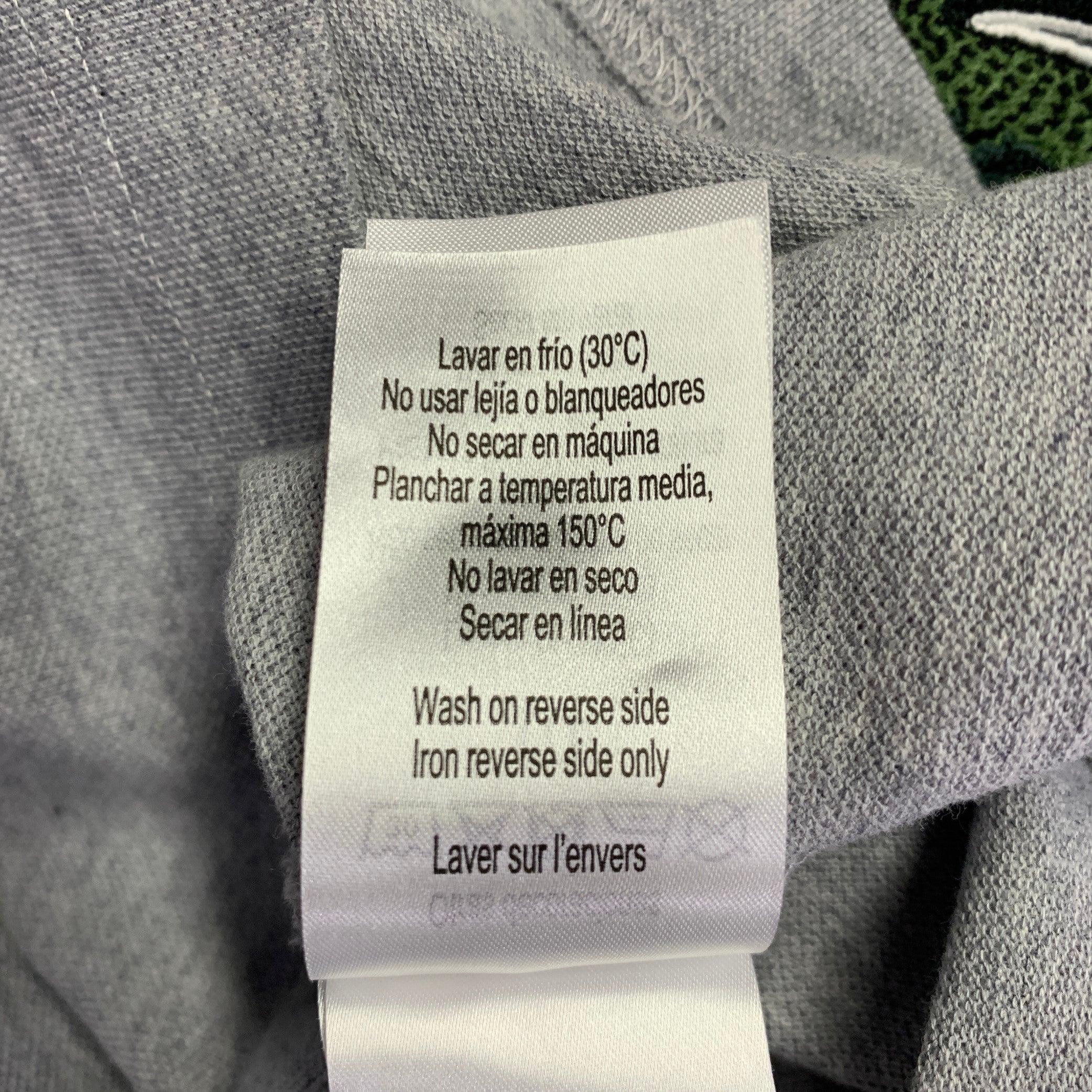 LACOSTE Size M Grey Cotton Loose Fit Large Patch Polo For Sale 3