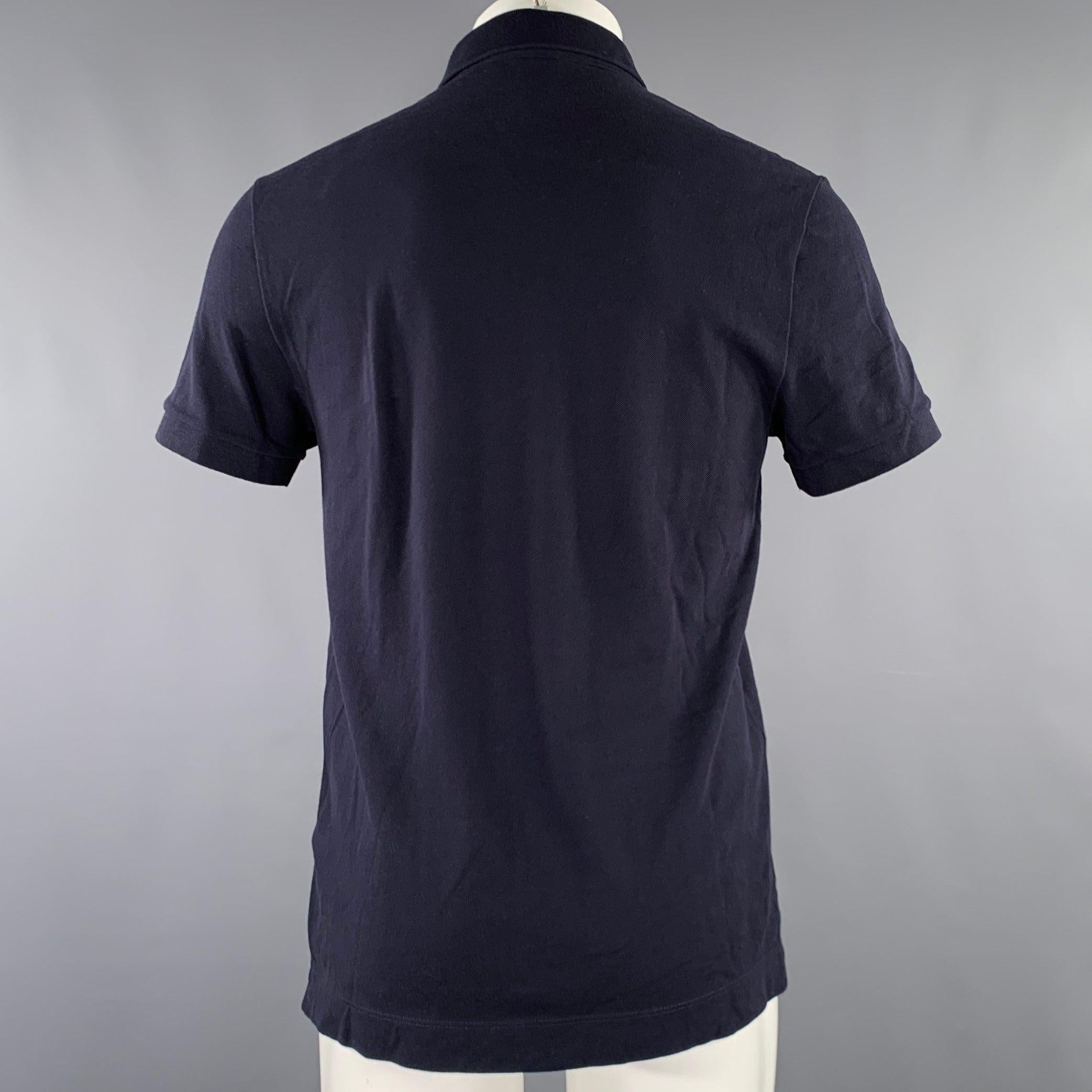 Nero Polo con bottoni nascosti LACOSTE Taglia M Navy in misto cotone, vestibilità regolare in vendita