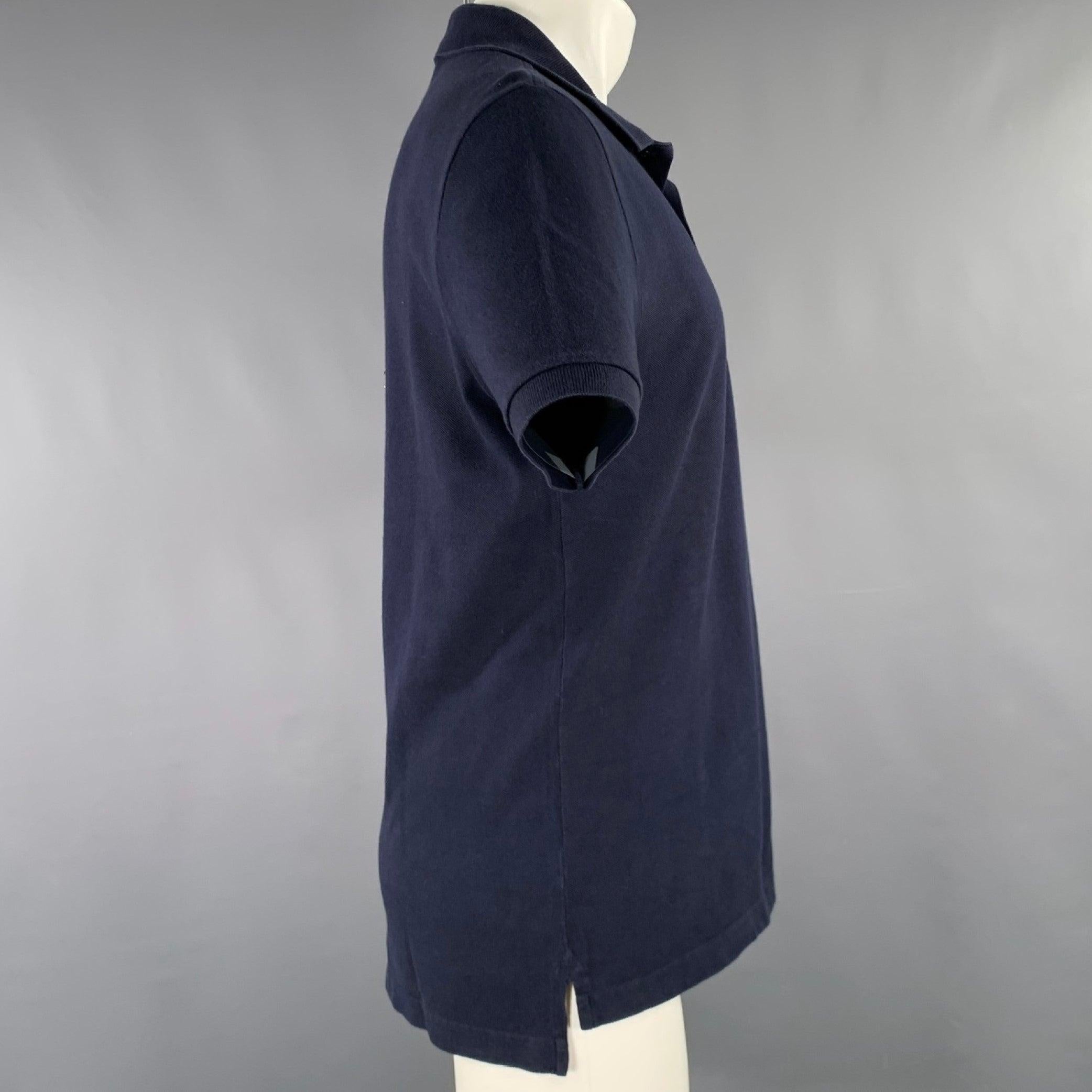 Black LACOSTE Size M Navy Cotton Half Placket Polo For Sale