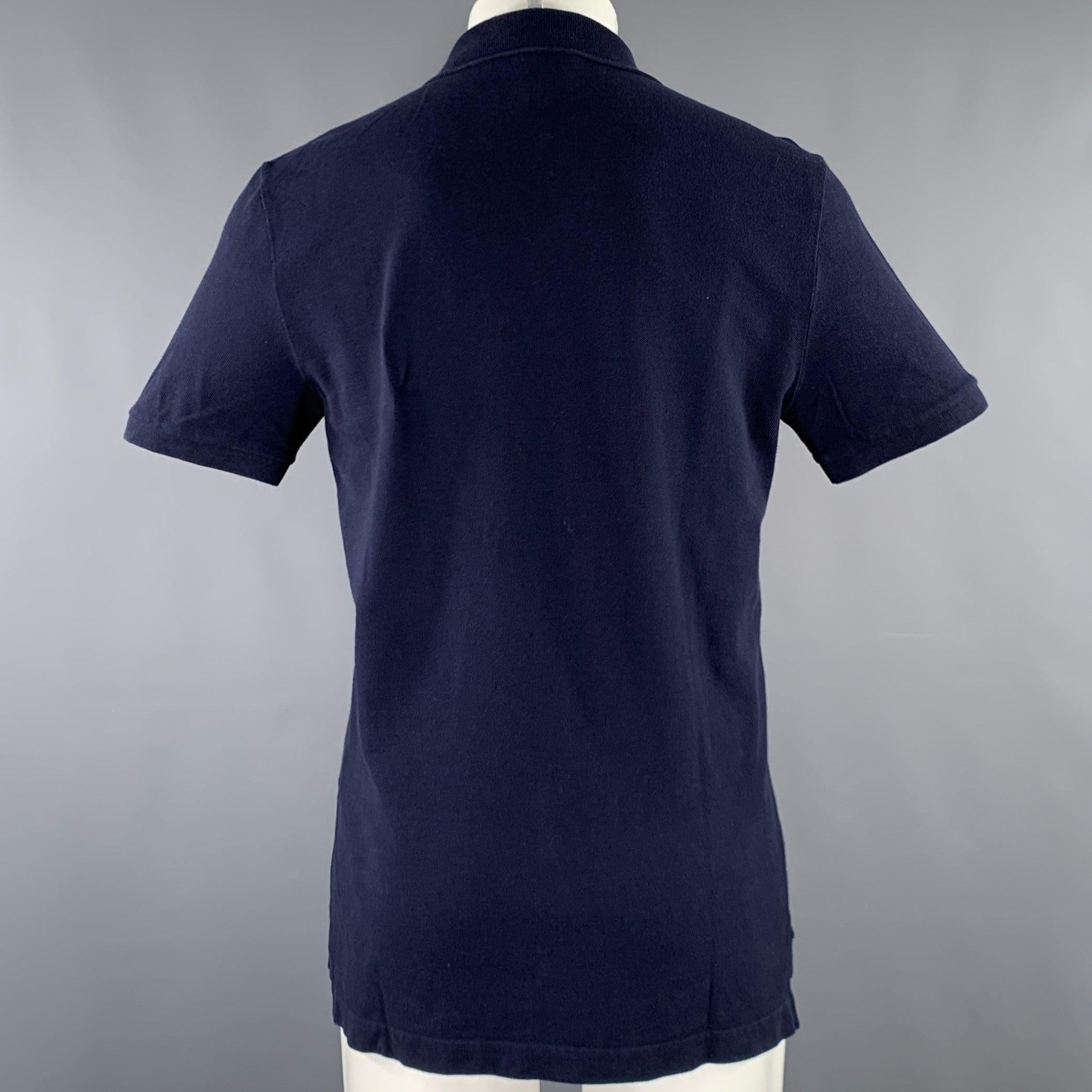 LACOSTE Size M Navy Cotton Half Placket Polo In Excellent Condition For Sale In San Francisco, CA