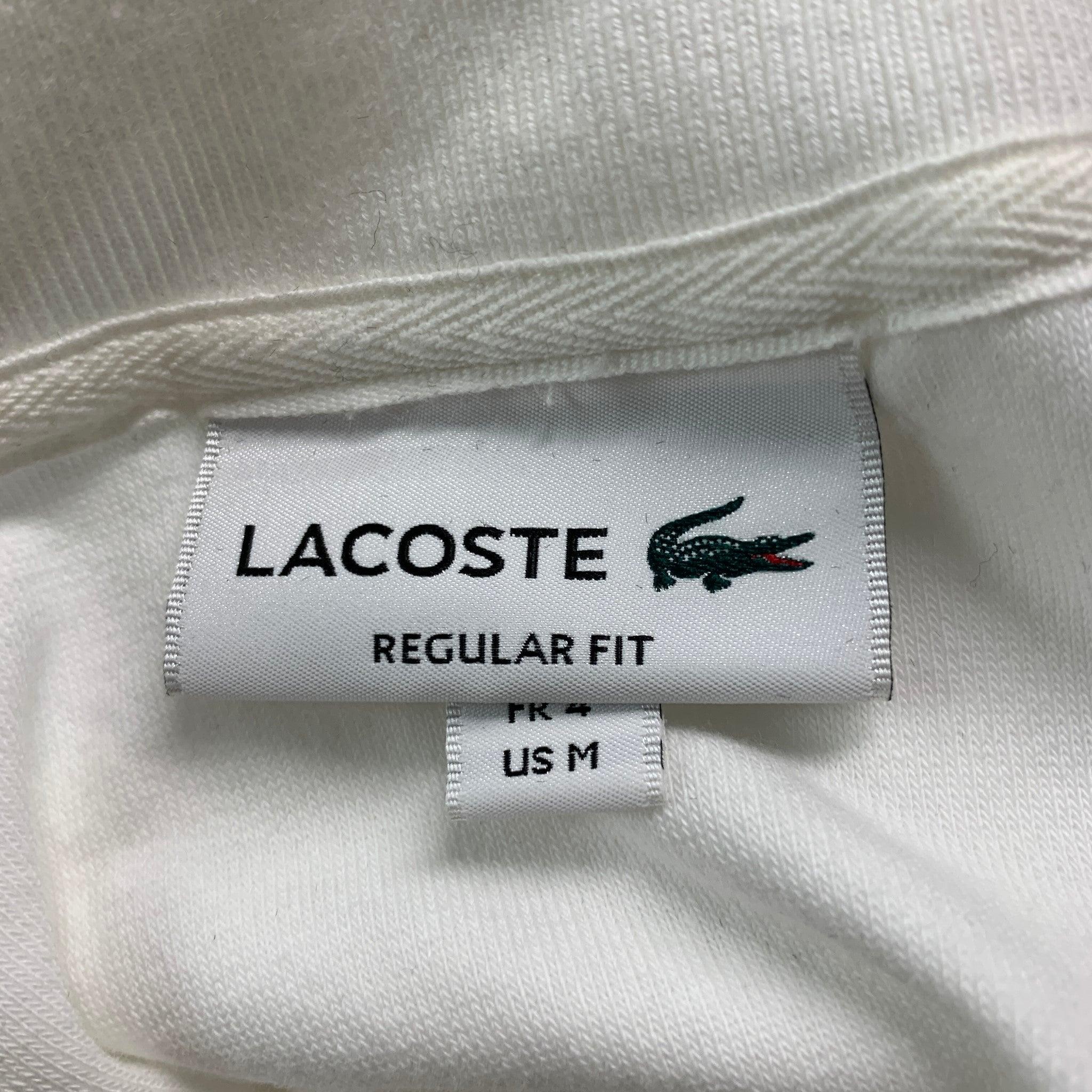LACOSTE Size M White Terry Cloth Cotton  Elastane Short Sleeve Polo 1